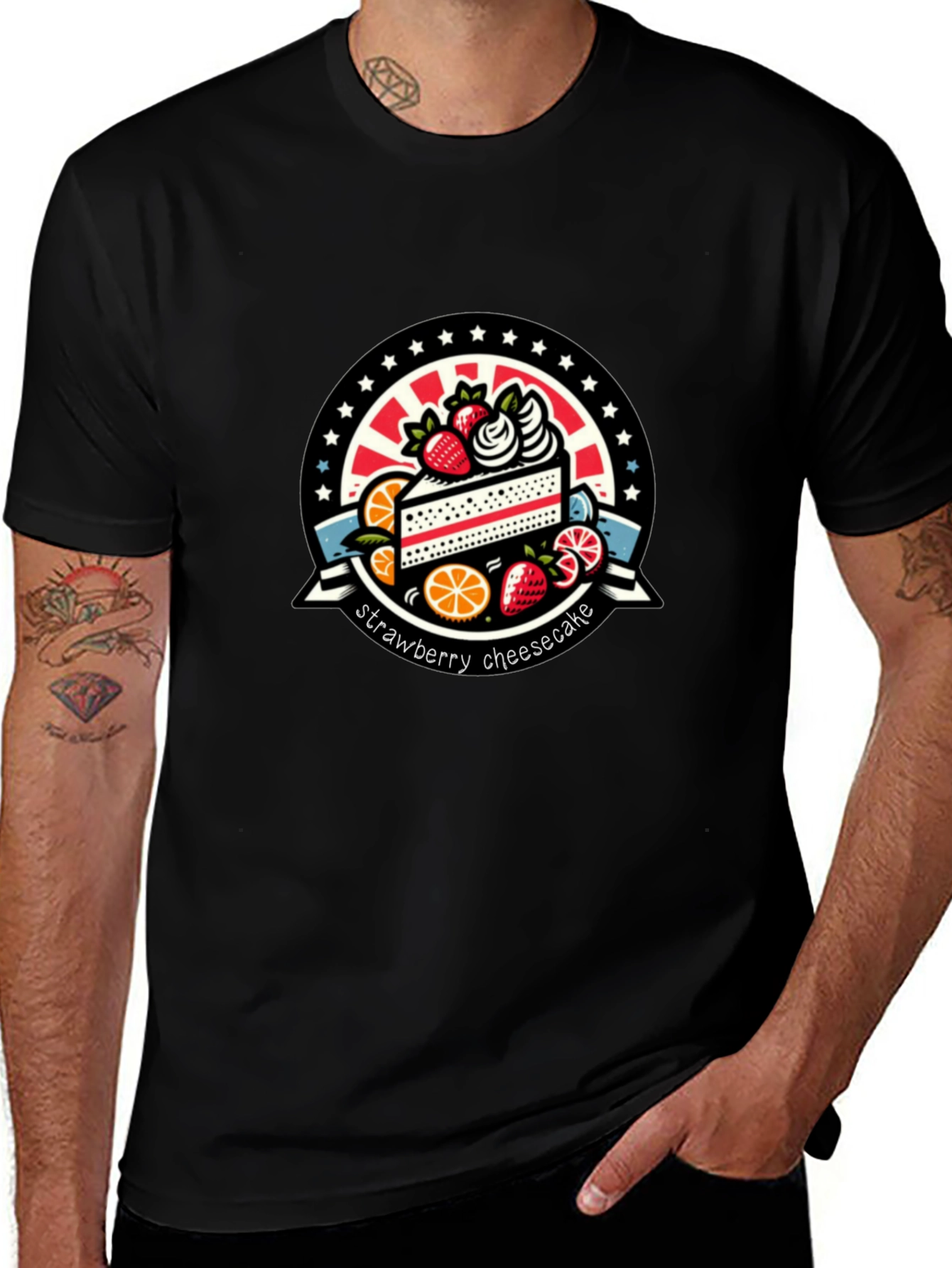 Strawberry Cheesecake Graphic Tee - Black