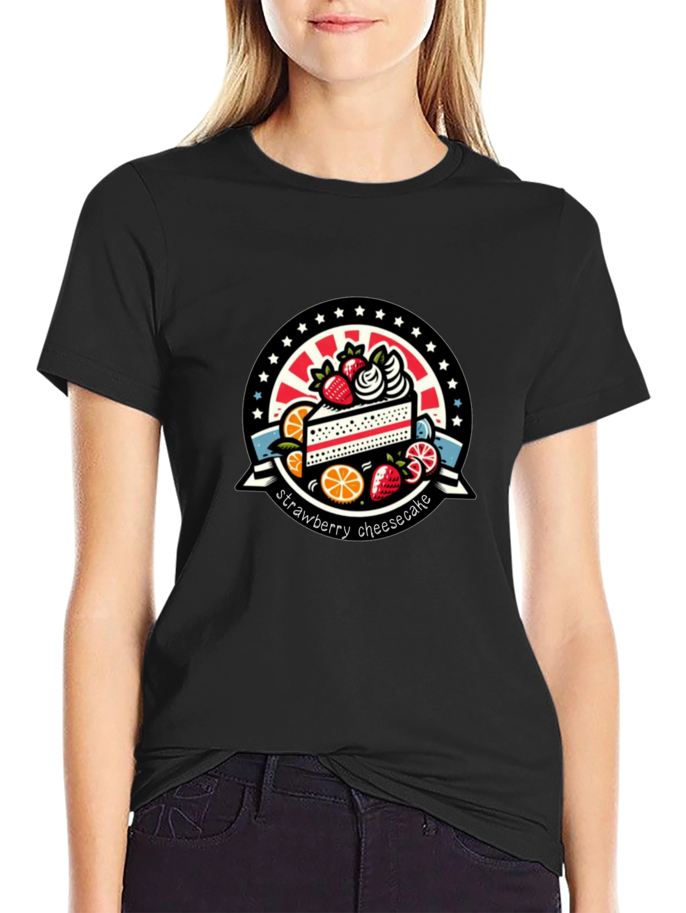 Strawberry Cheesecake Graphic Tee - Black