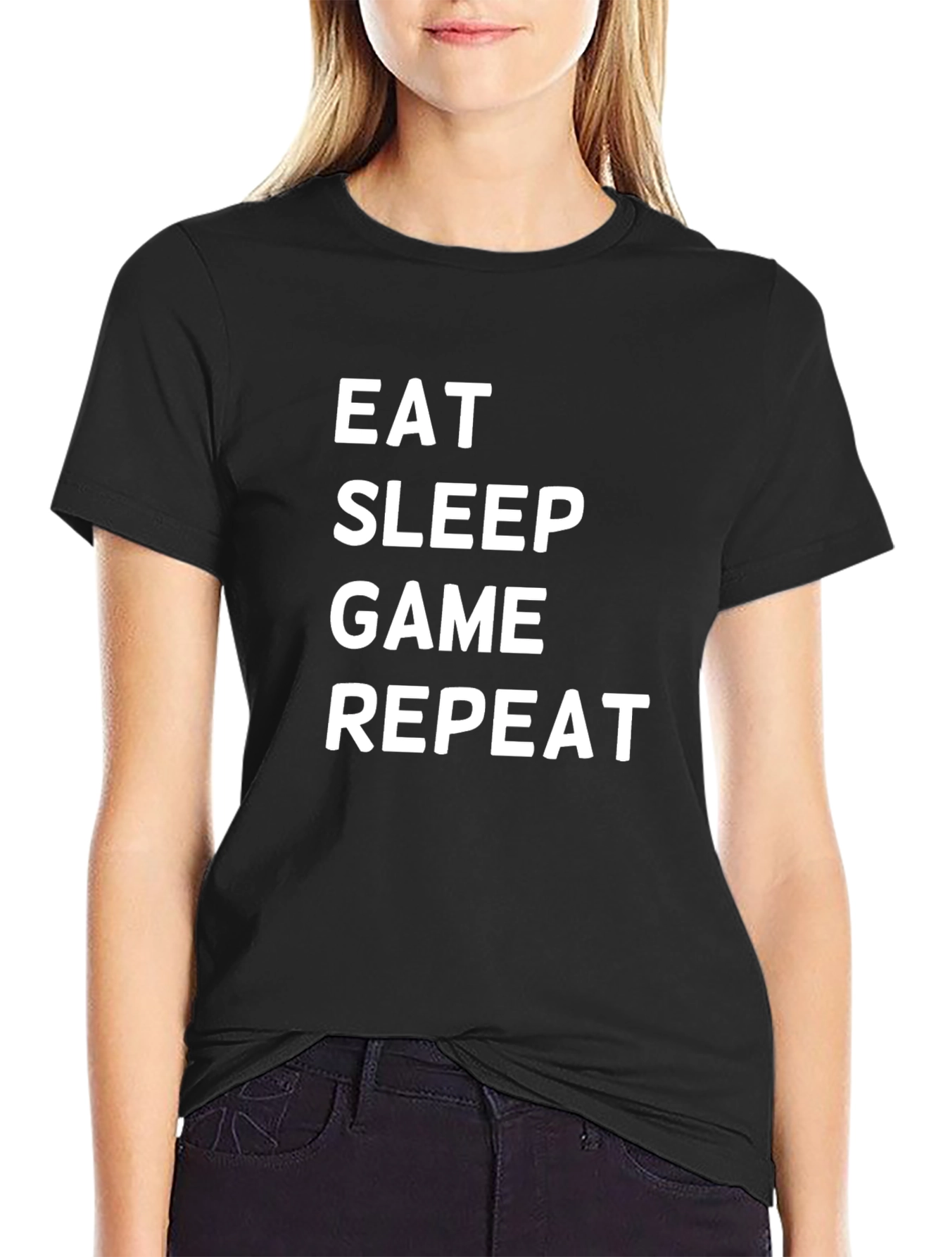 Eat Sleep Game Repeat Black T-Shirt