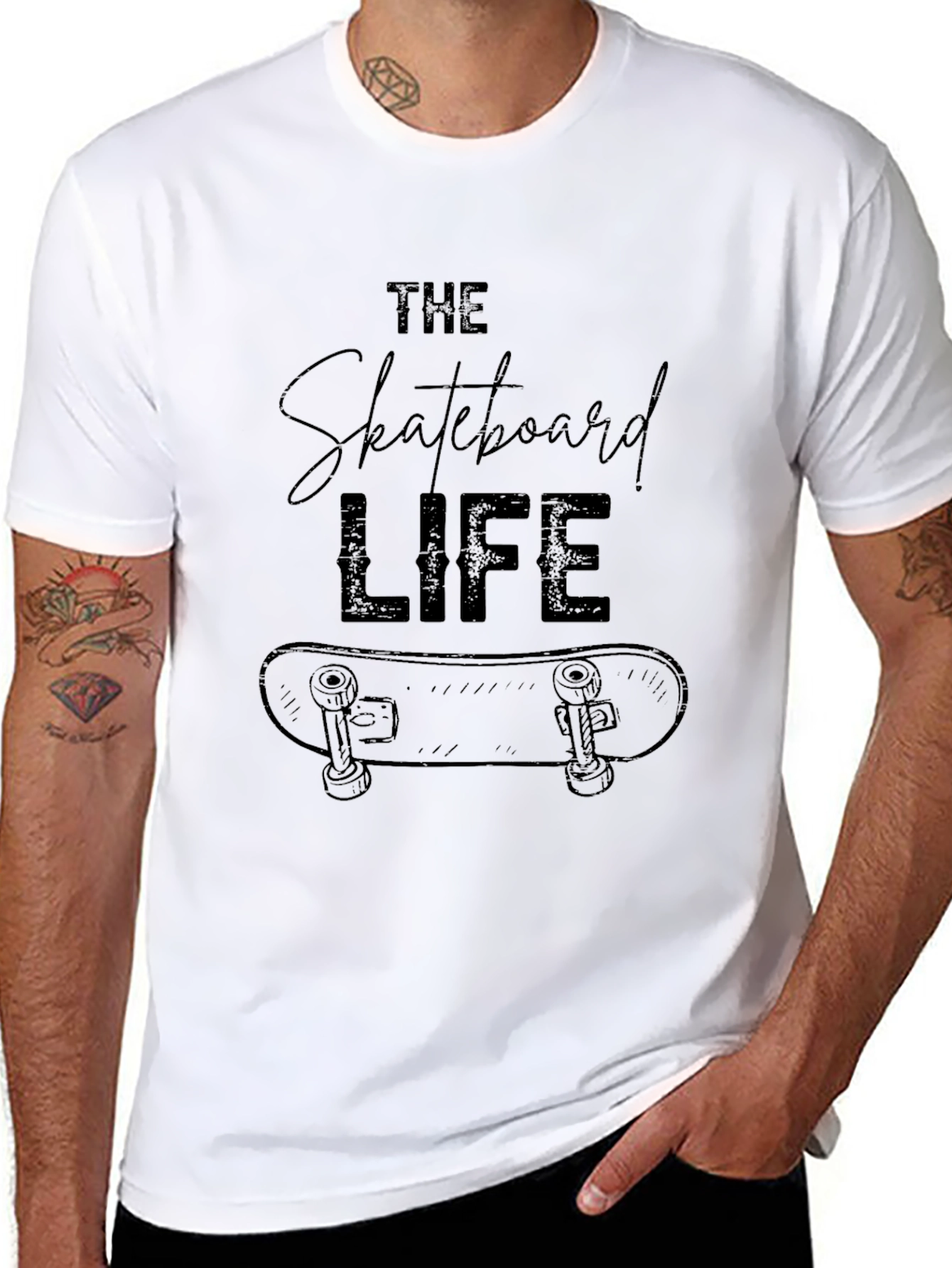 Skateboard Life Graphic Tee - Cool Black T-Shirt