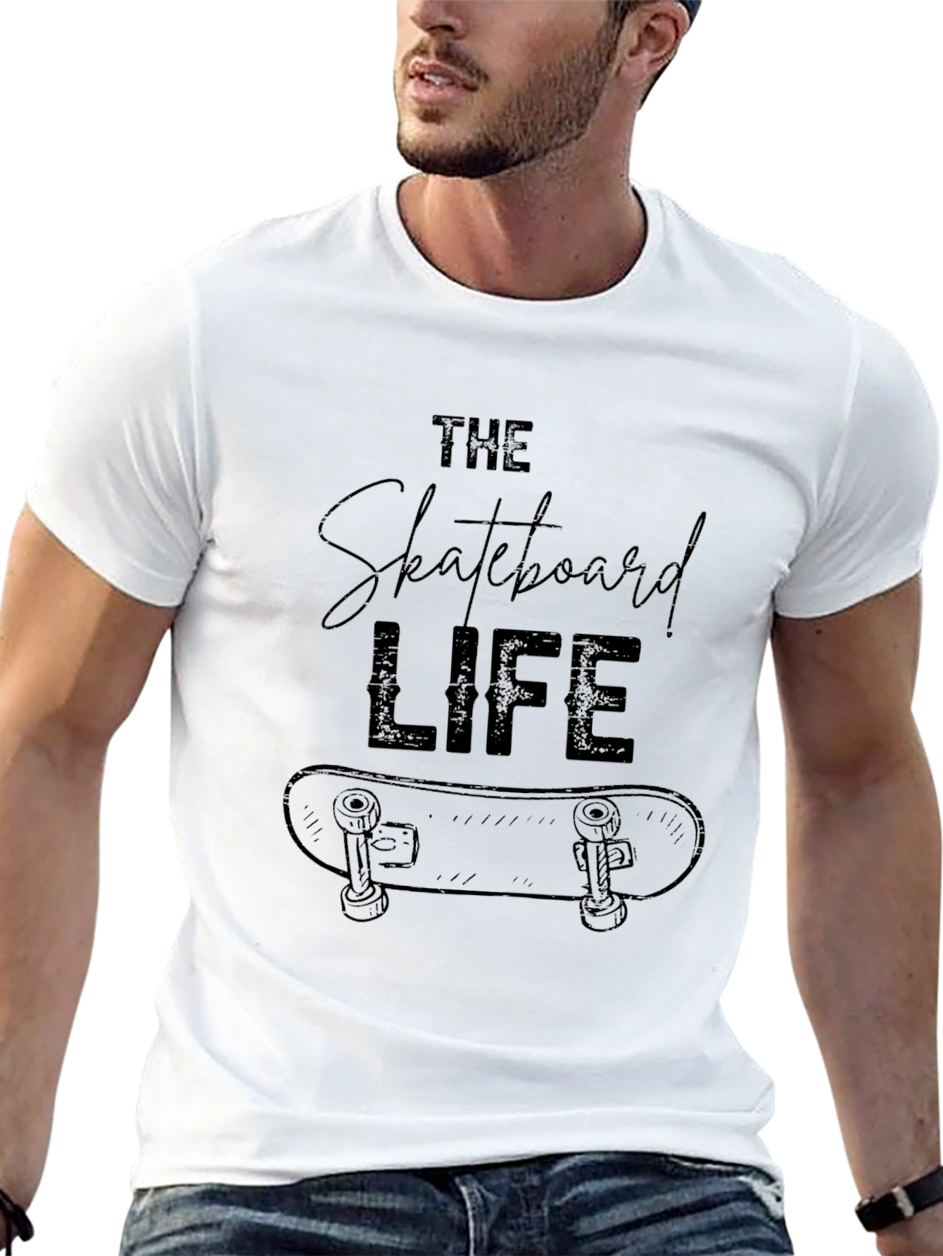 Skateboard Life Graphic Tee - Cool Black T-Shirt
