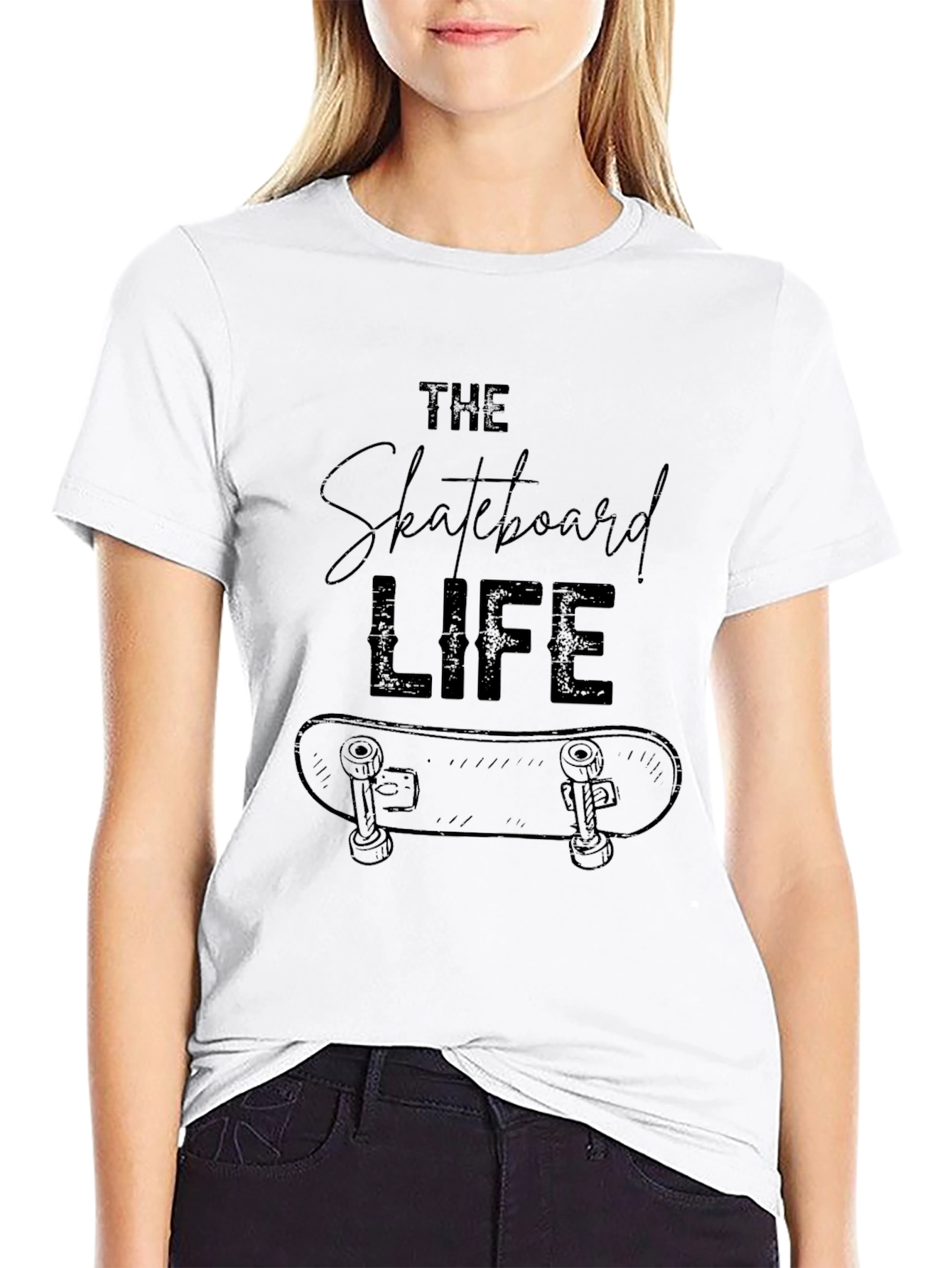 Skateboard Life Graphic Tee - Cool Black T-Shirt