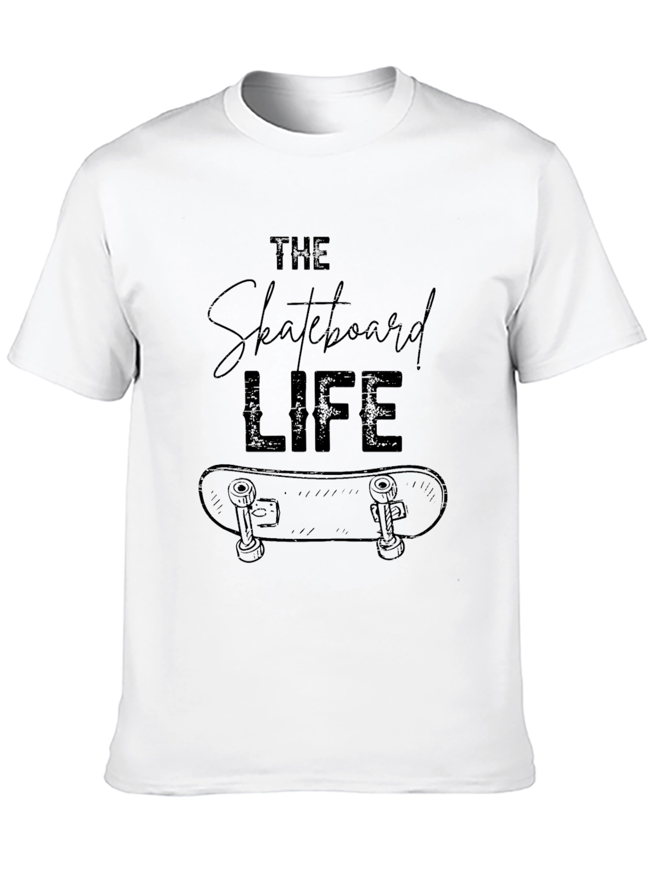 Skateboard Life Graphic Tee - Cool Black T-Shirt
