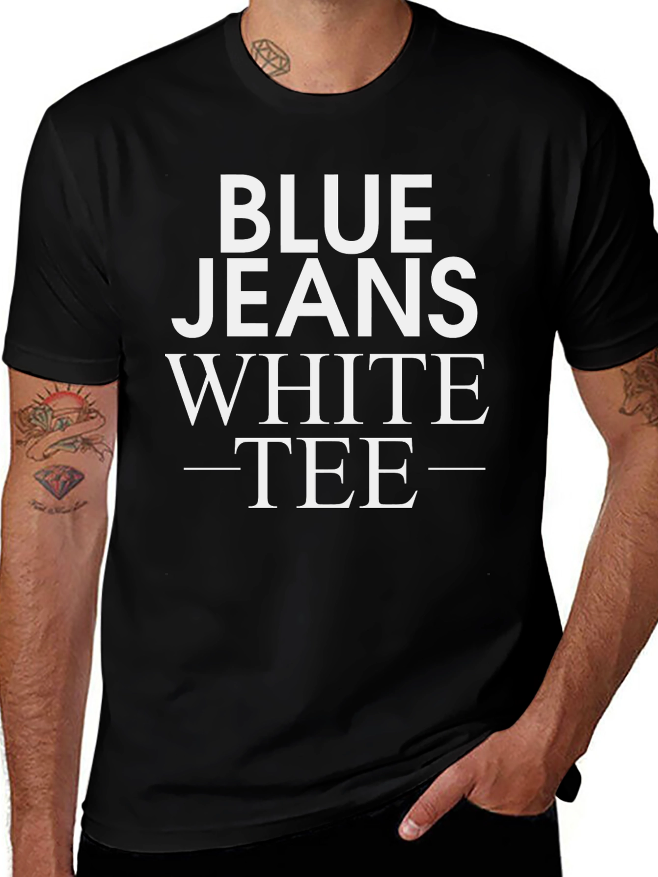 Blue Jeans White Tee Graphic T-Shirt