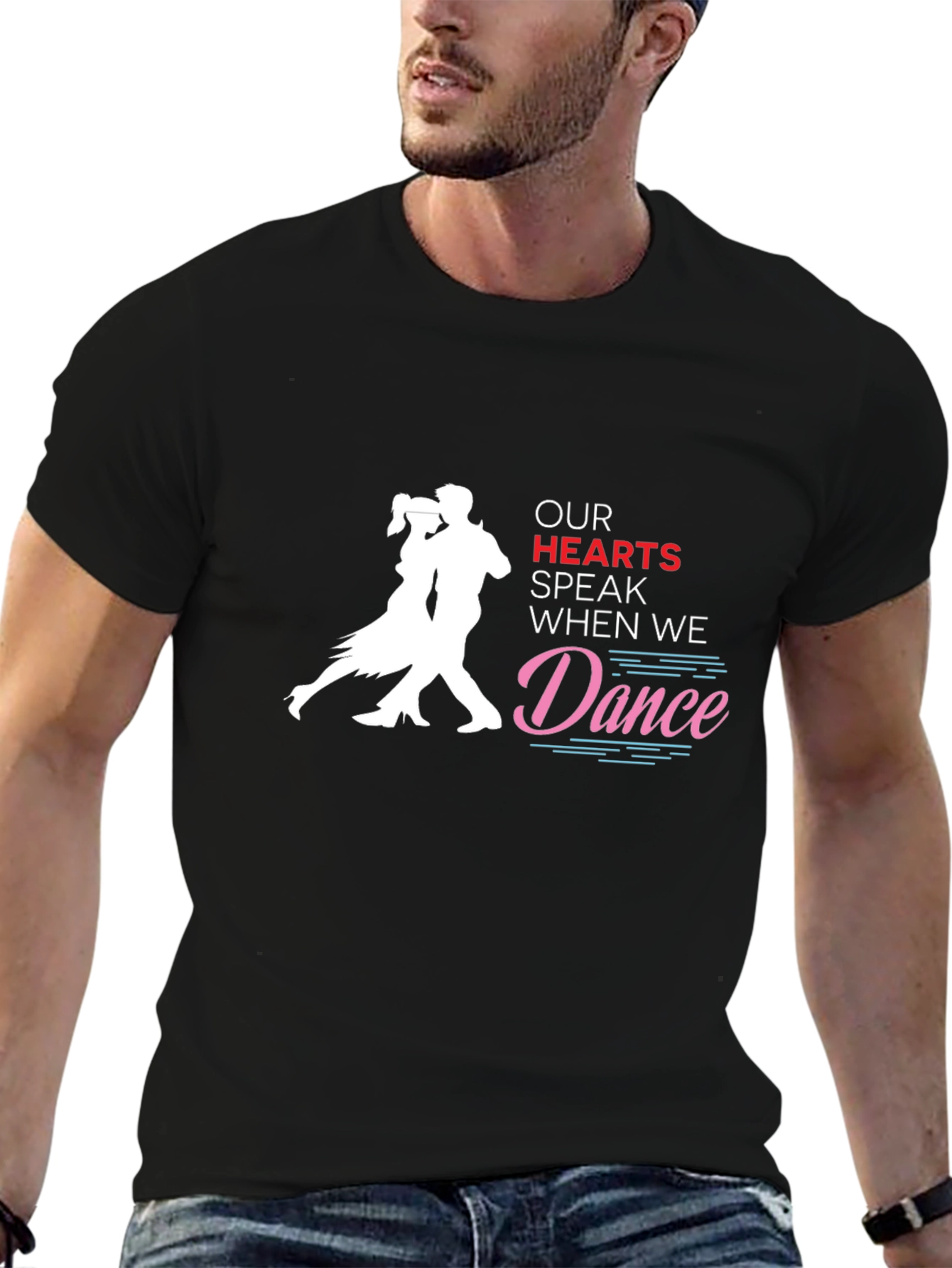 Dancing Hearts Graphic T-Shirt - Black
