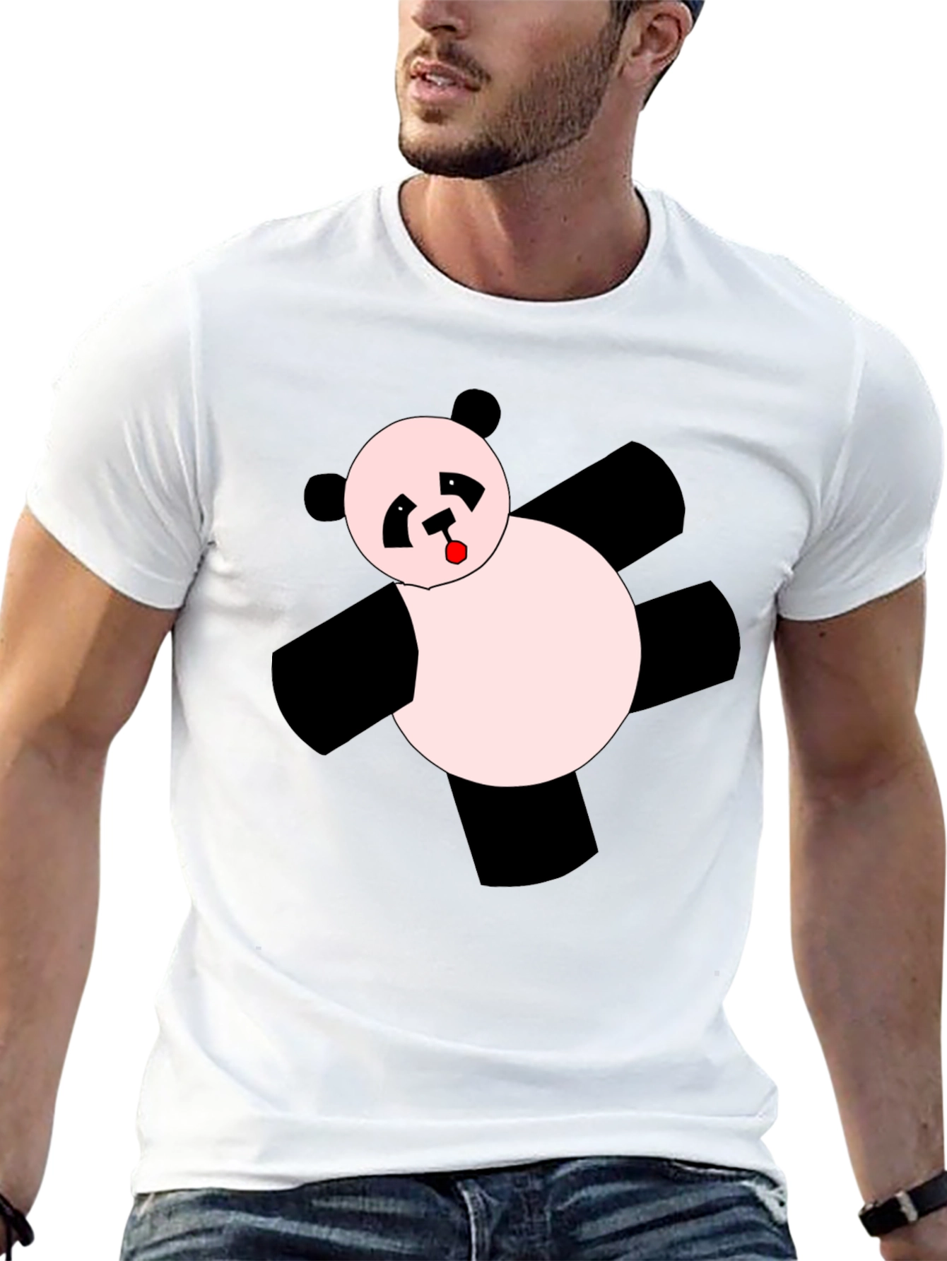 Funny Panda Graphic T-Shirt - Black Crew Neck Tee
