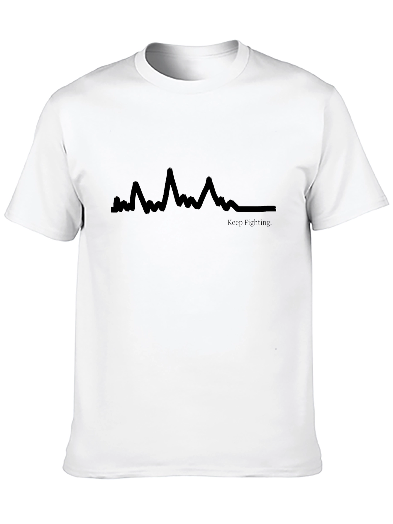Keep Fighting ECG Heartbeat T-Shirt - Black
