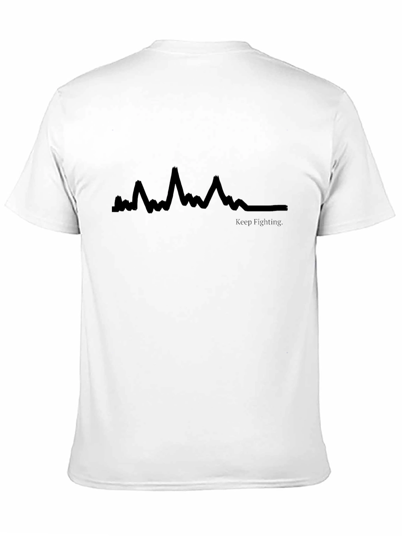 Keep Fighting ECG Heartbeat T-Shirt - Black