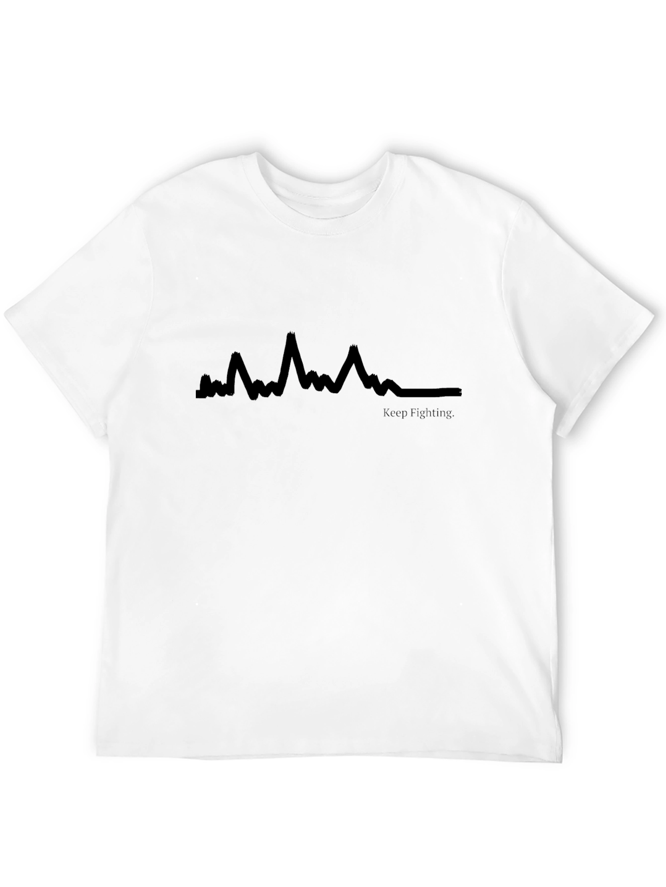 Keep Fighting ECG Heartbeat T-Shirt - Black