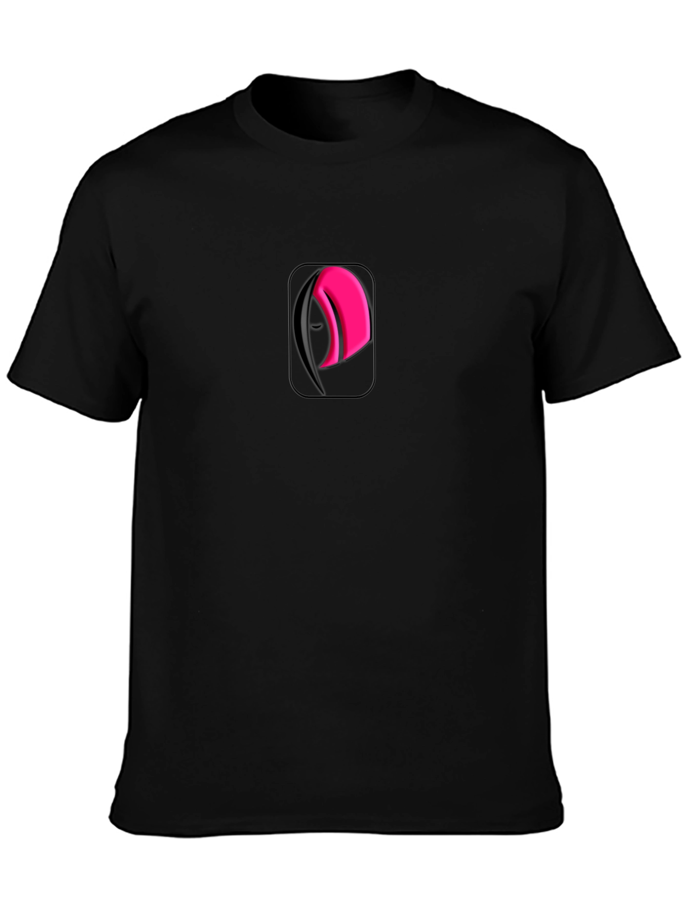 Modern Black Tee with Abstract Pink & Black Logo