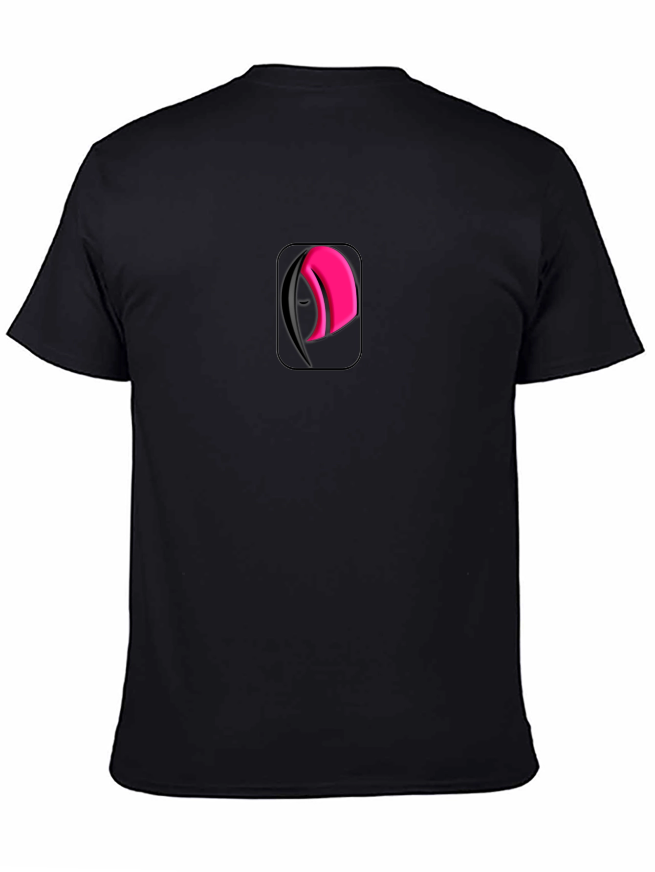 Modern Black Tee with Abstract Pink & Black Logo