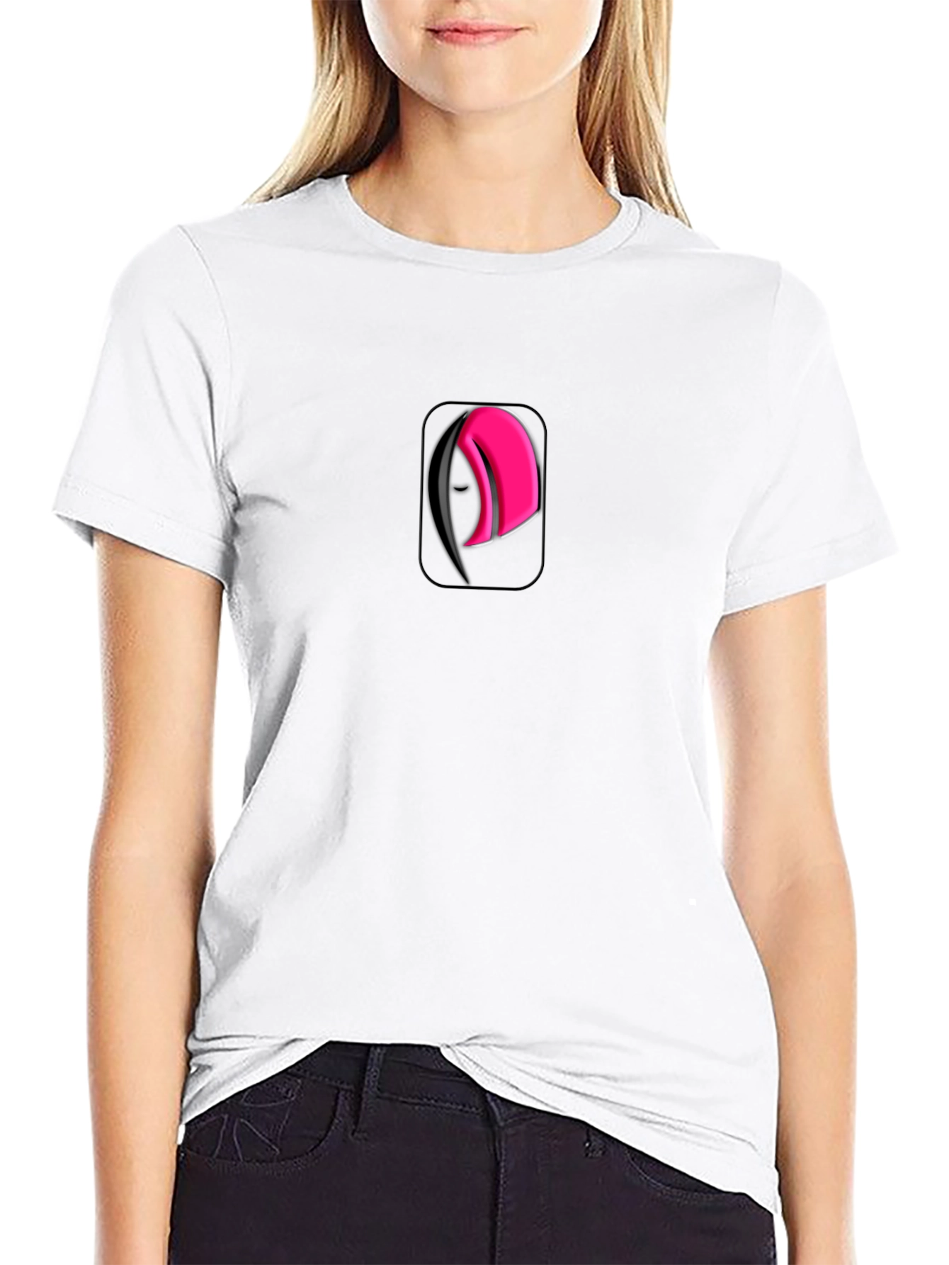 Modern Black Tee with Abstract Pink & Black Logo