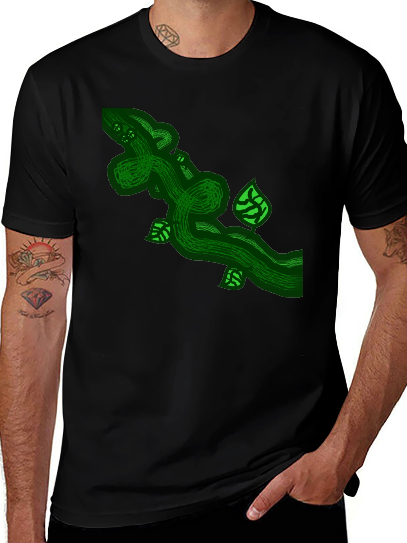 Green Vine Graphic Tee - Nature Inspired Design