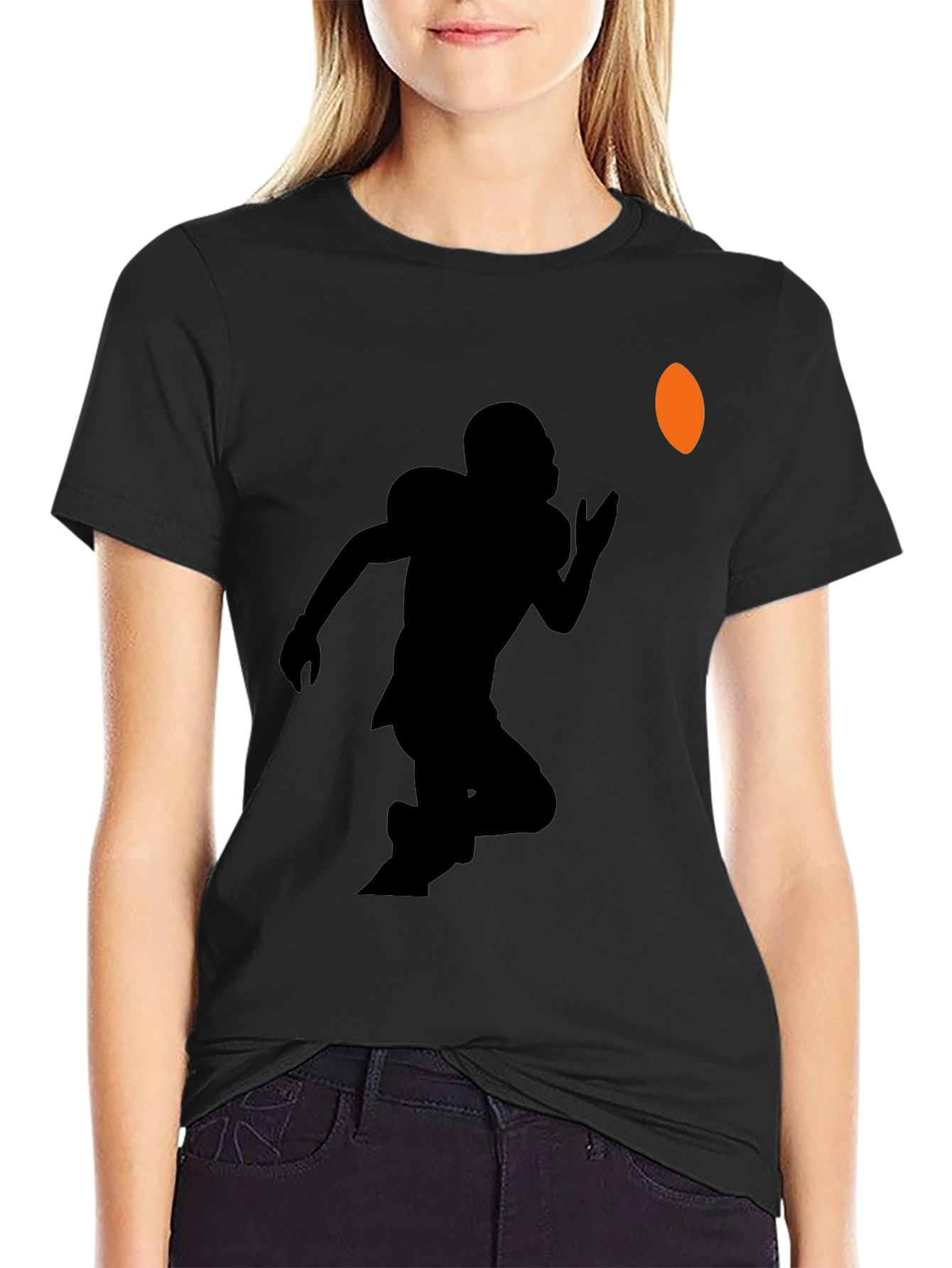 Football Player Graphic Tee - Black