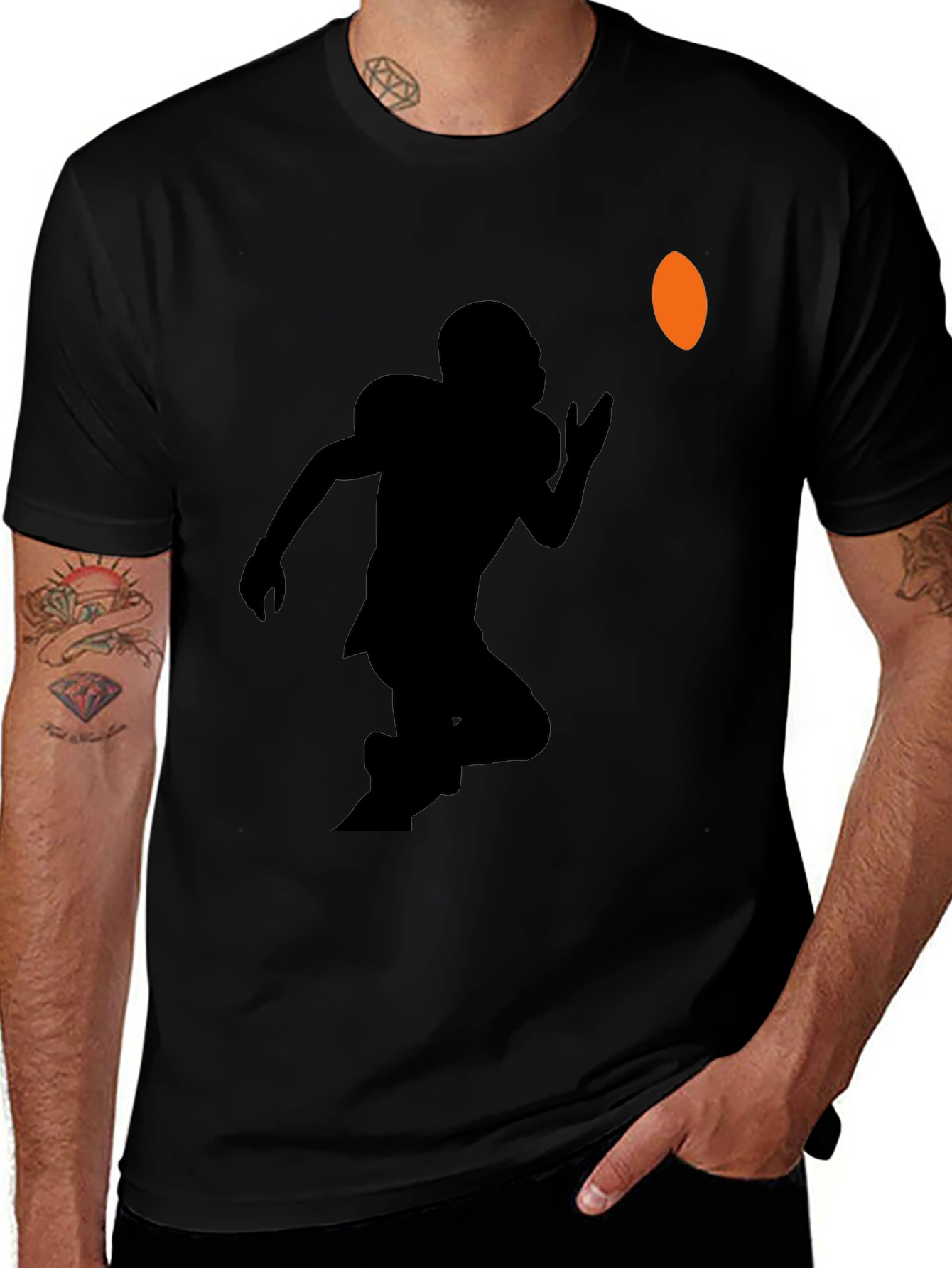 Football Player Graphic Tee - Black