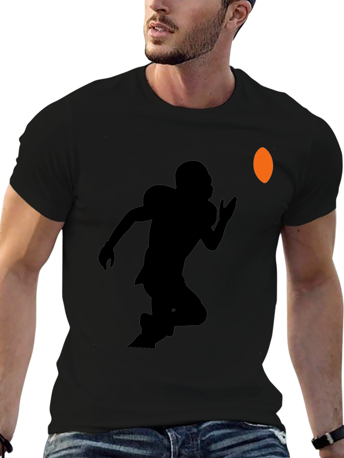 Football Player Graphic Tee - Black
