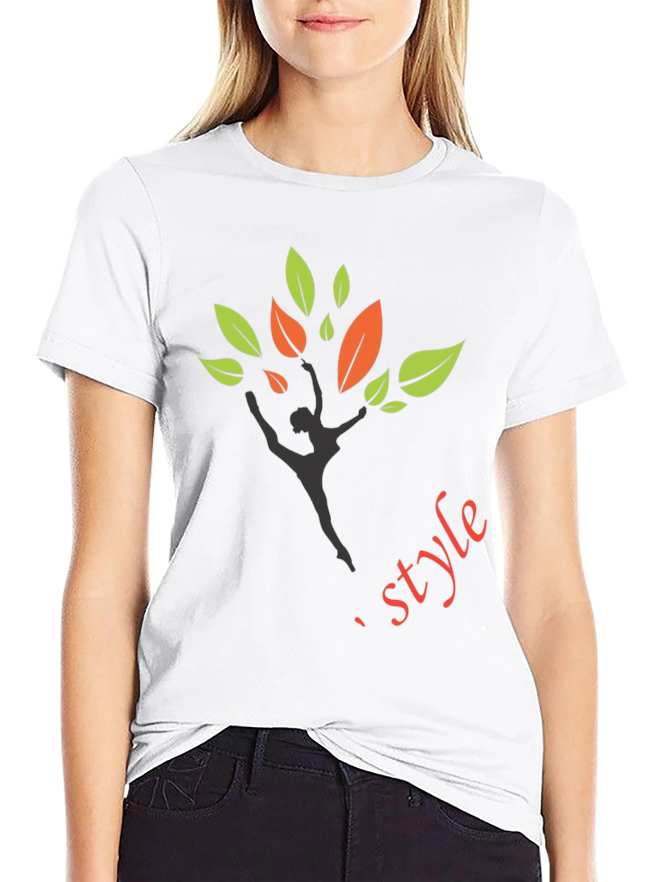 Stylish Black T-Shirt with Dancer Tree Design