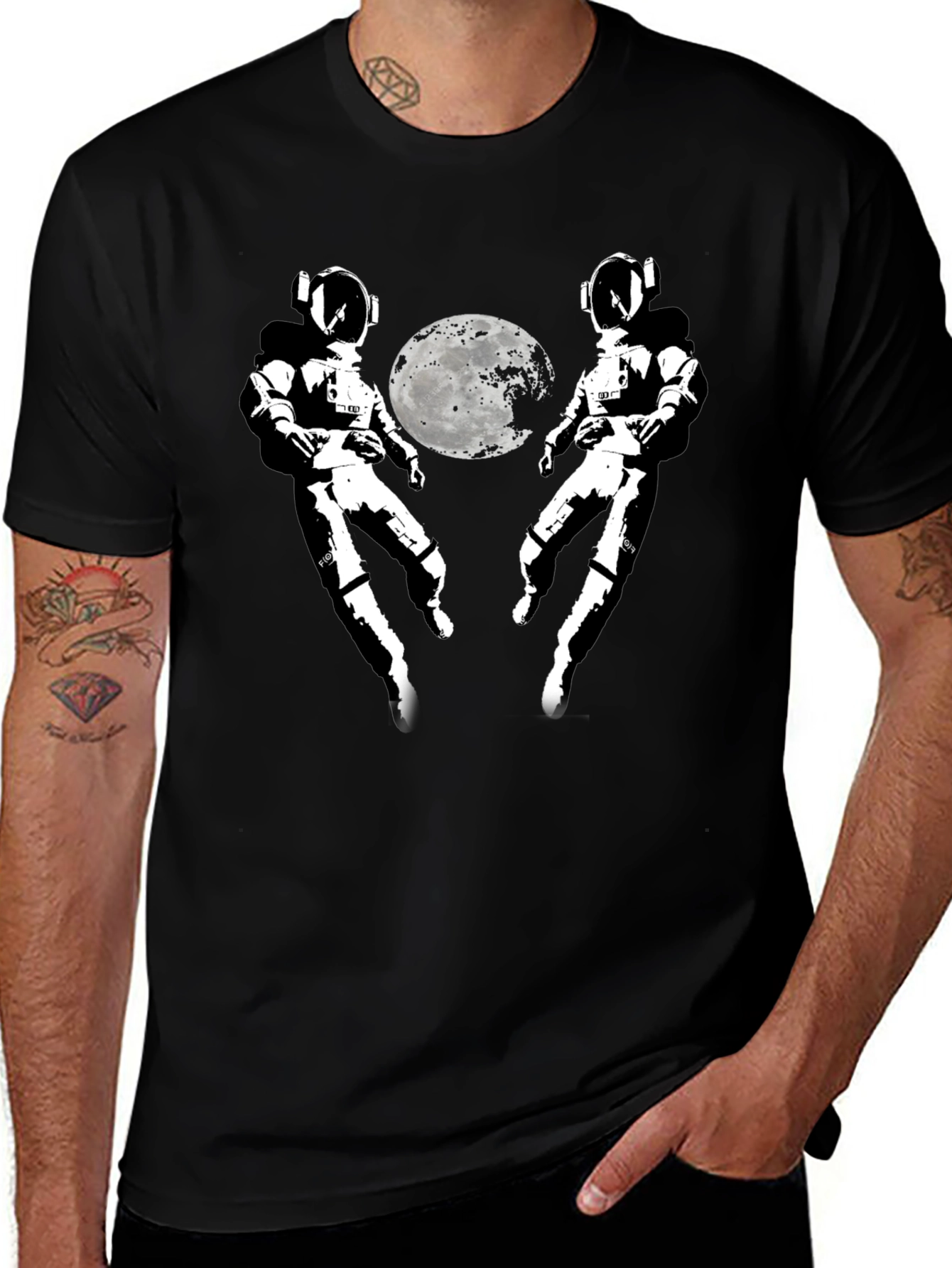 Astronaut Moon Graphic T-Shirt - Black