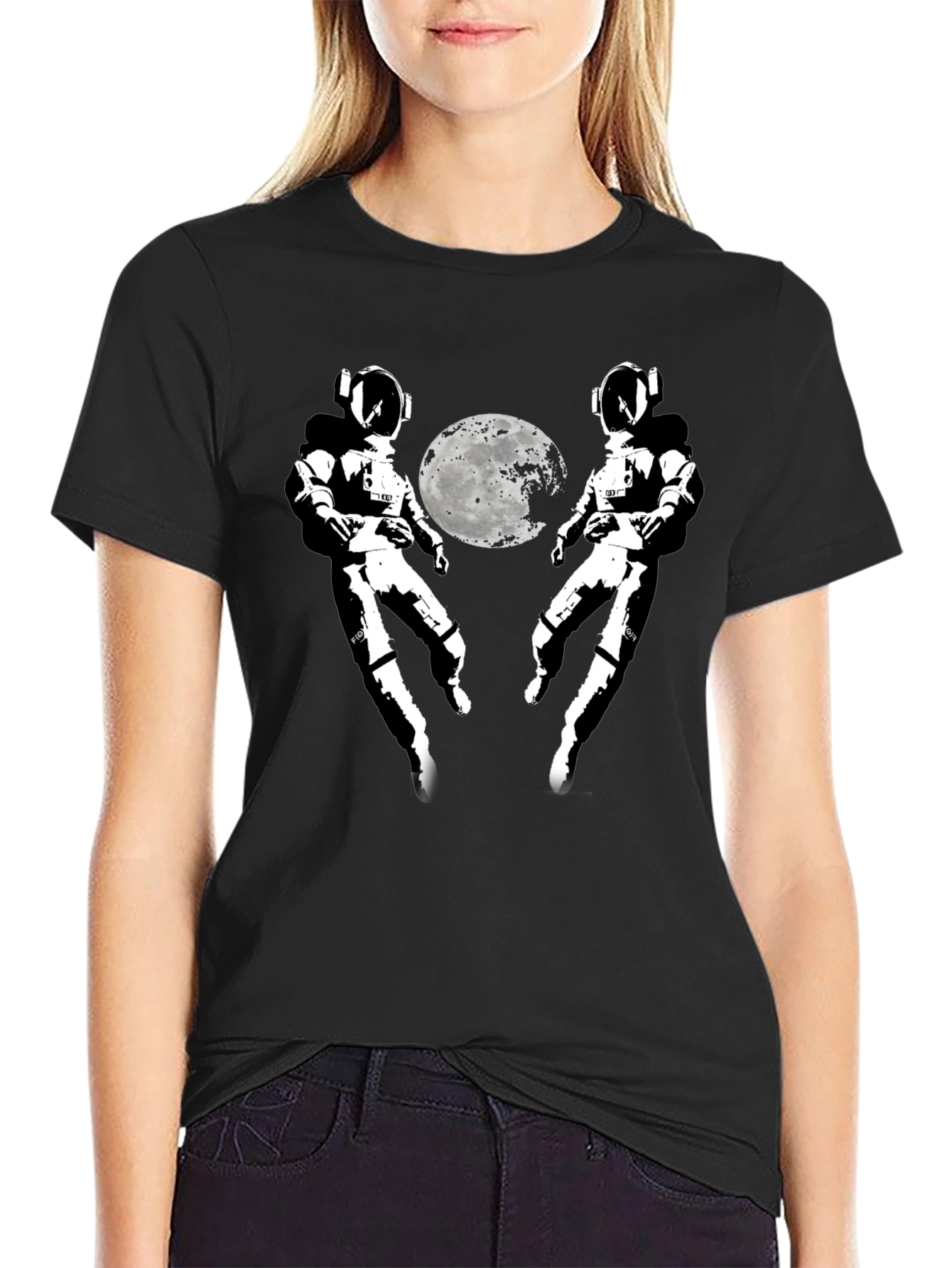 Astronaut Moon Graphic T-Shirt - Black