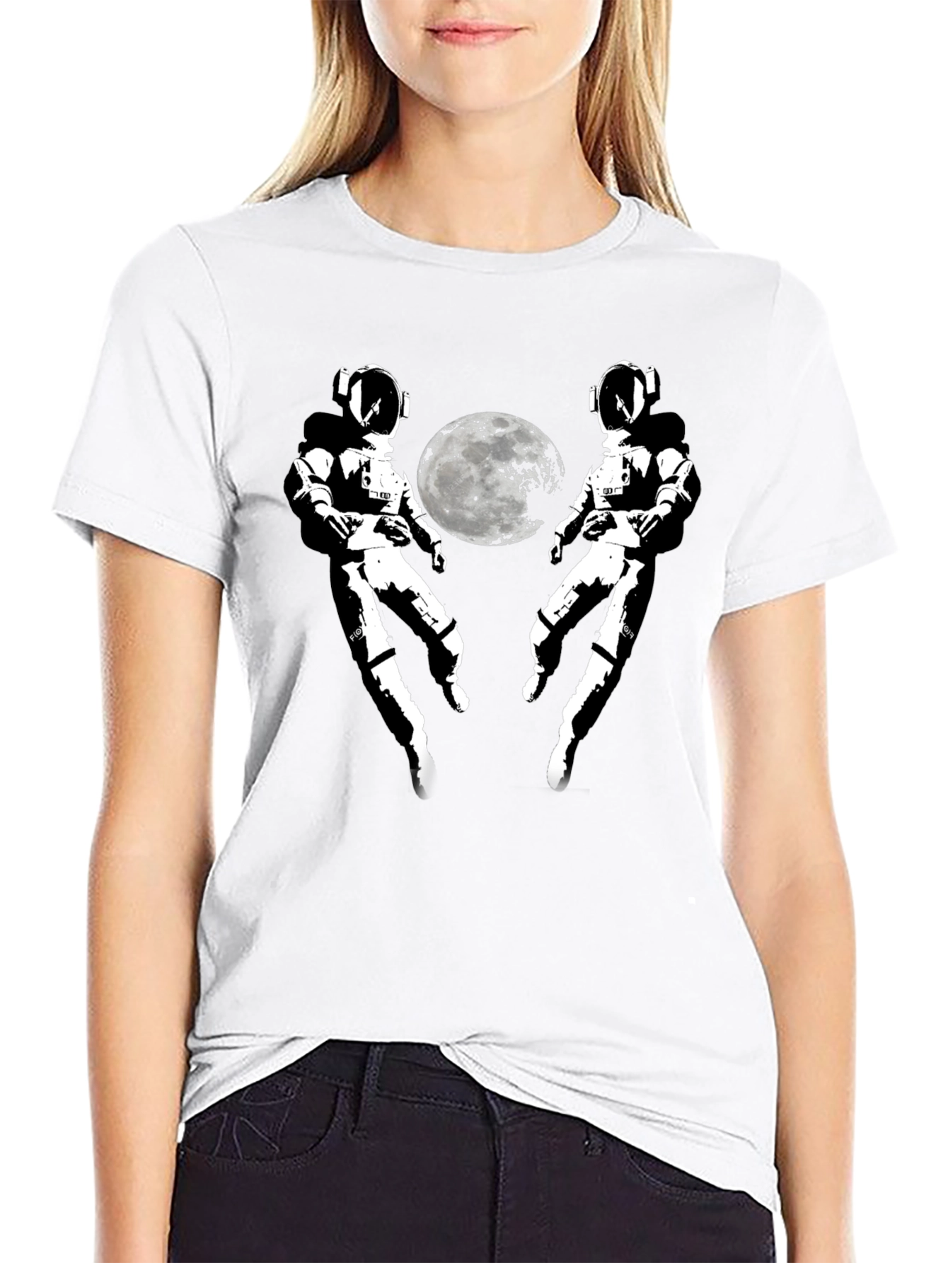 Astronaut Moon Graphic T-Shirt - Black