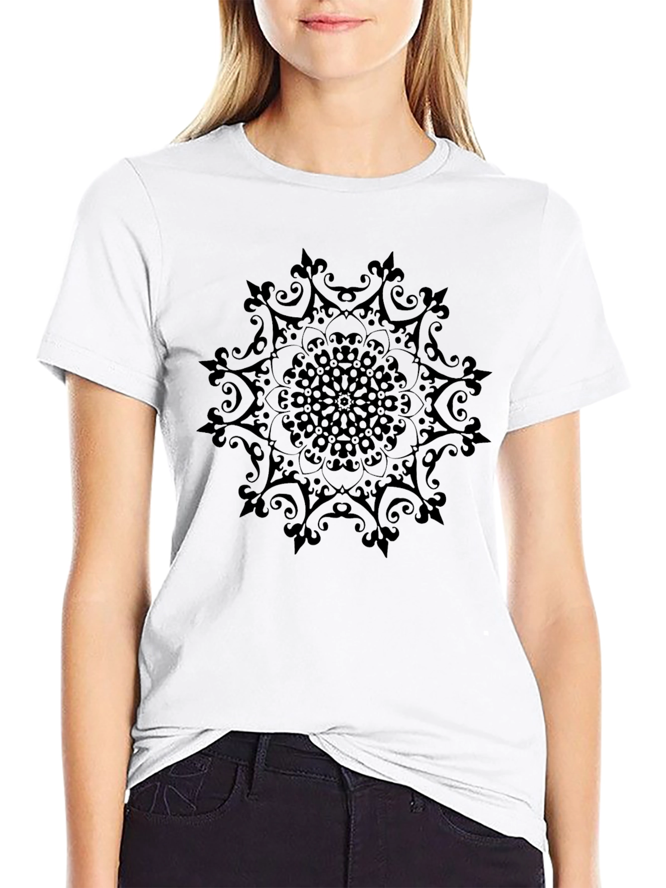 Black Mandala Graphic Tee - Stylish Casual Wear