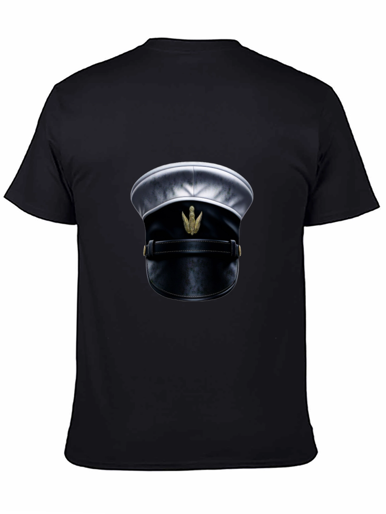Novelty Officers Hat Graphic Tee - Black