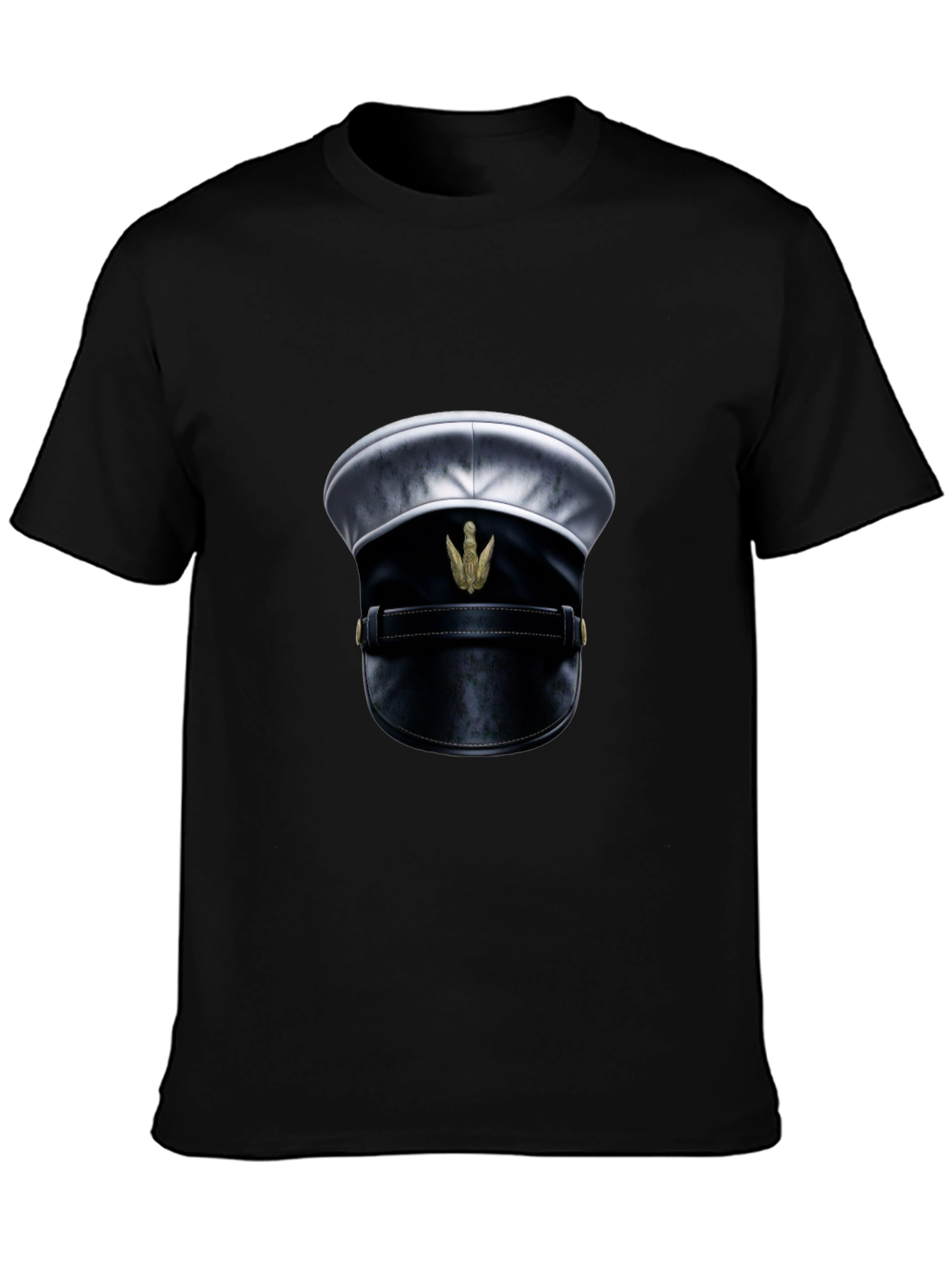 Novelty Officers Hat Graphic Tee - Black
