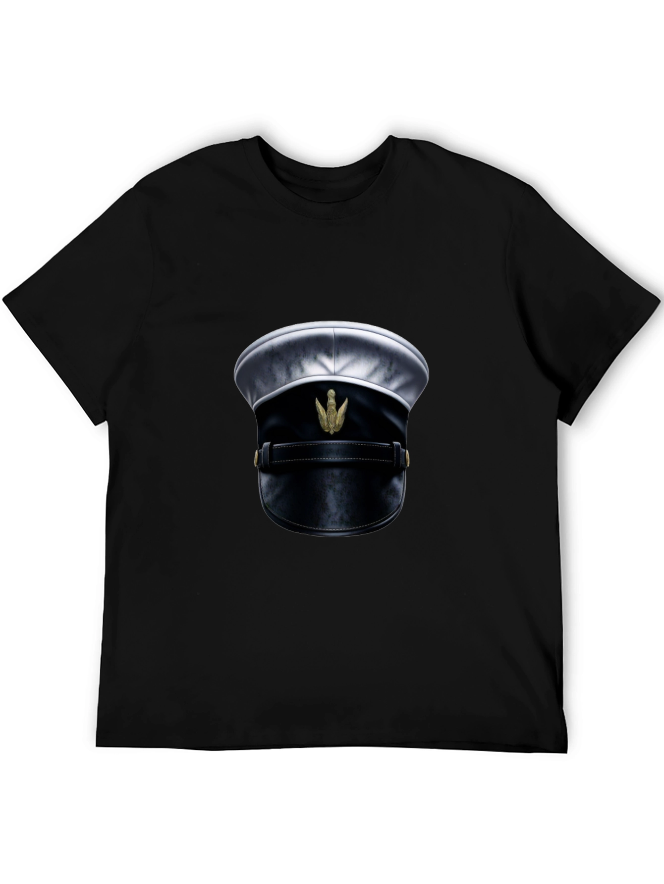 Novelty Officers Hat Graphic Tee - Black