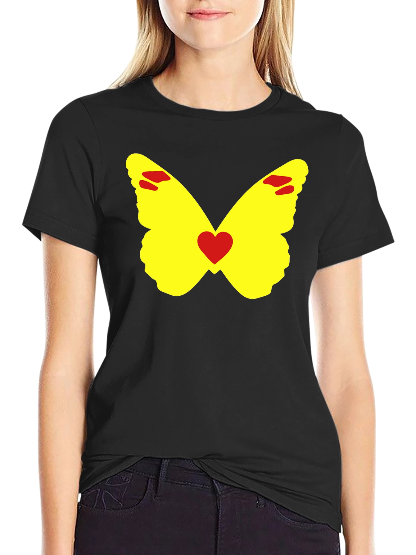 Butterfly Heart Graphic Tee - Black