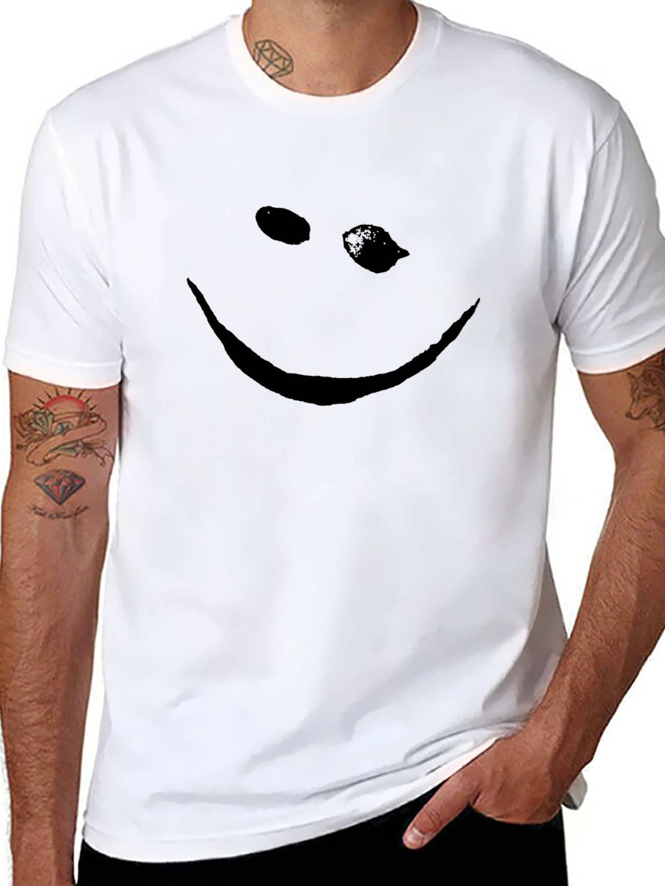 Black T-Shirt - Distorted Smile Graphic Tee