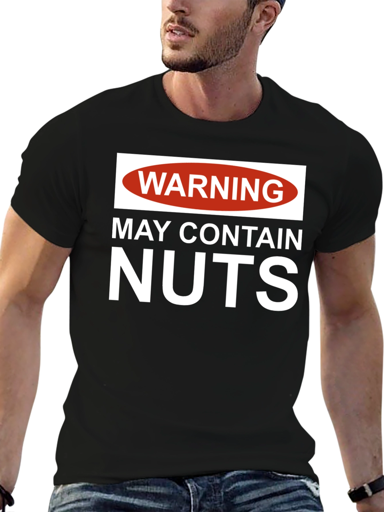 Warning: May Contain Nuts T-Shirt - Funny Novelty Tee