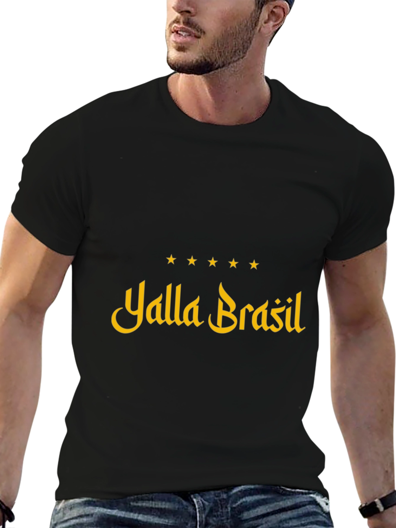 Yalla Brasil Graphic Tee - Black Cotton T-Shirt