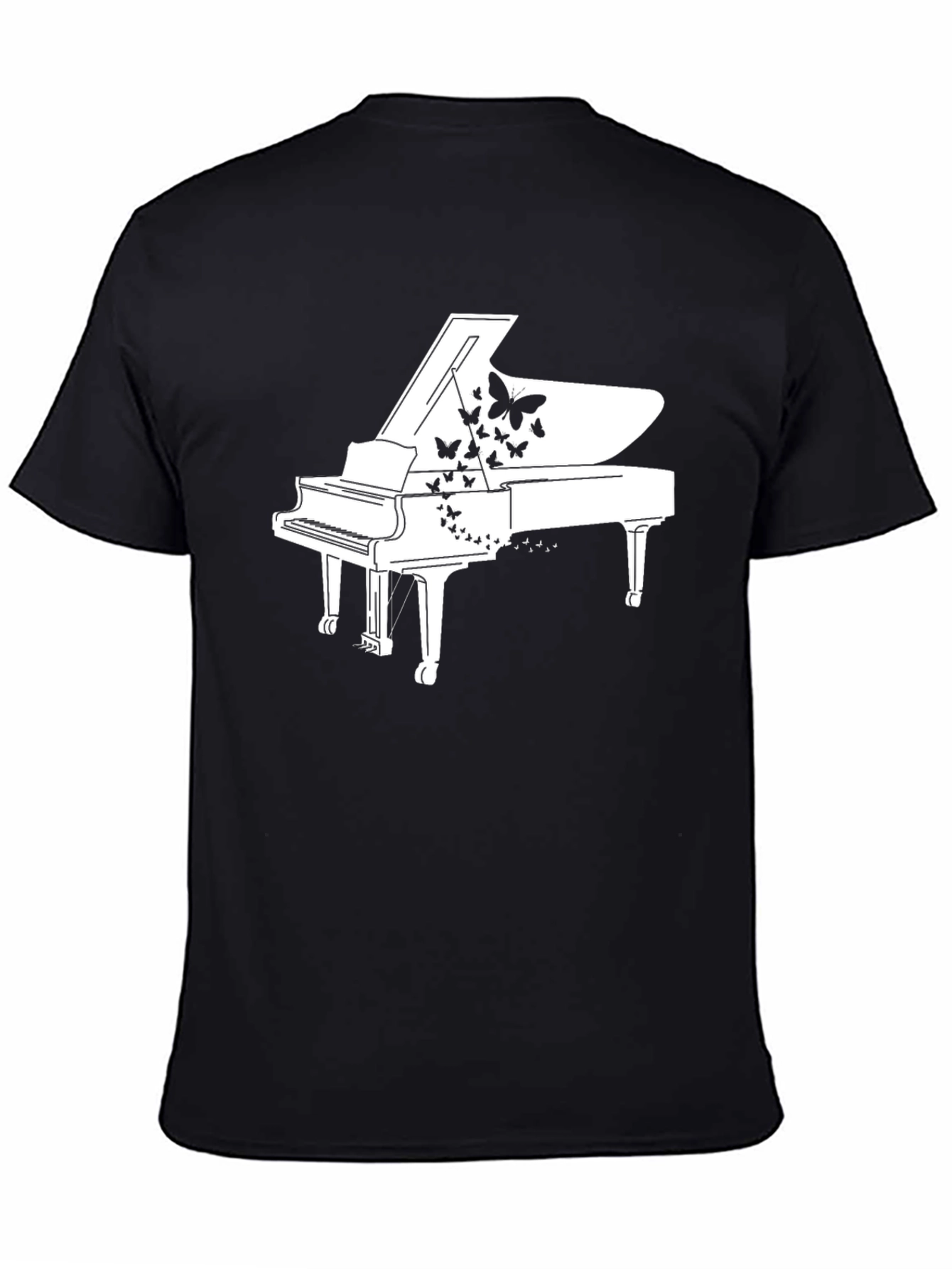 Piano & Butterfly Graphic T-Shirt