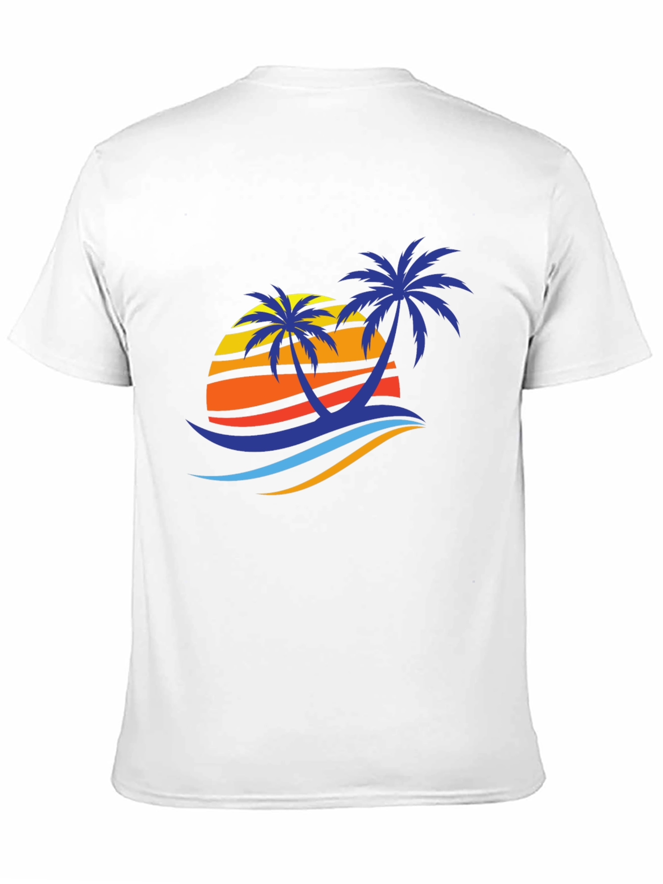 Tropical Palm Sunset Graphic Tee - Black Cotton Blend