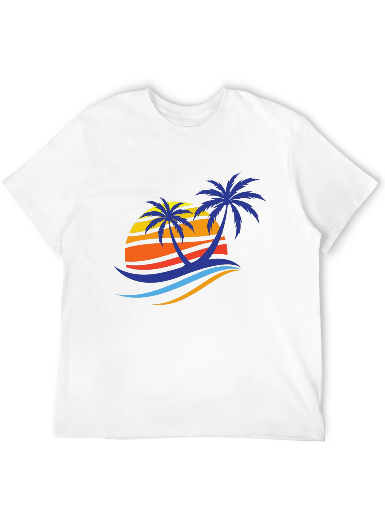 Tropical Palm Sunset Graphic Tee - Black Cotton Blend