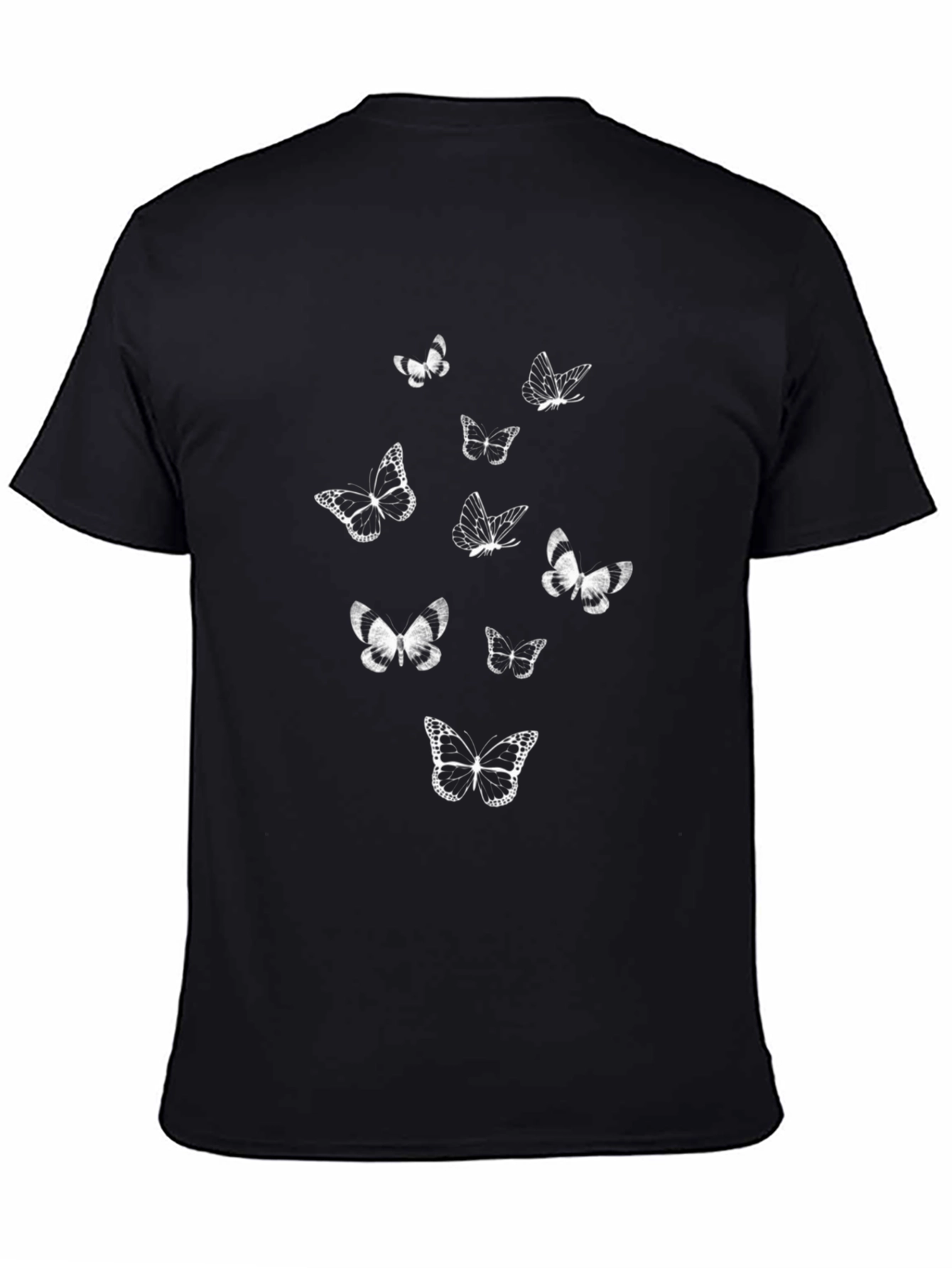 Butterfly Print Black T-Shirt