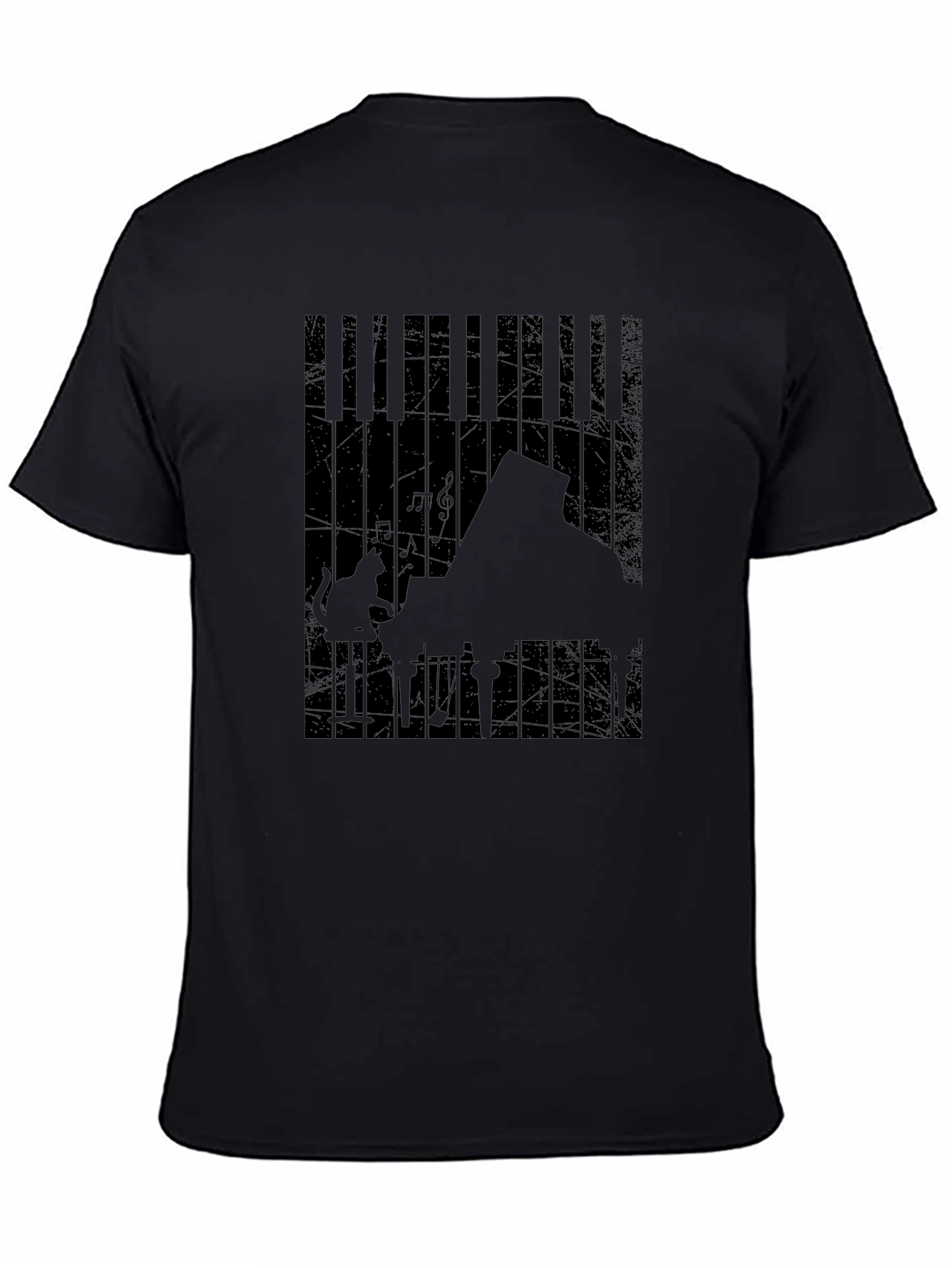 Piano Cat Graphic Tee - Music Lover T-Shirt