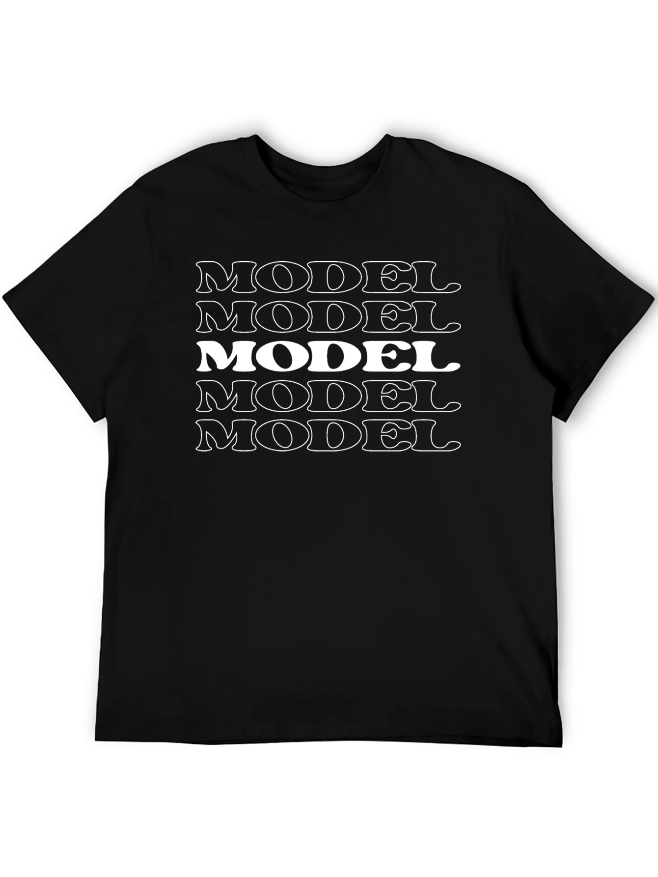 Model T-Shirt Black Cotton Graphic Tee