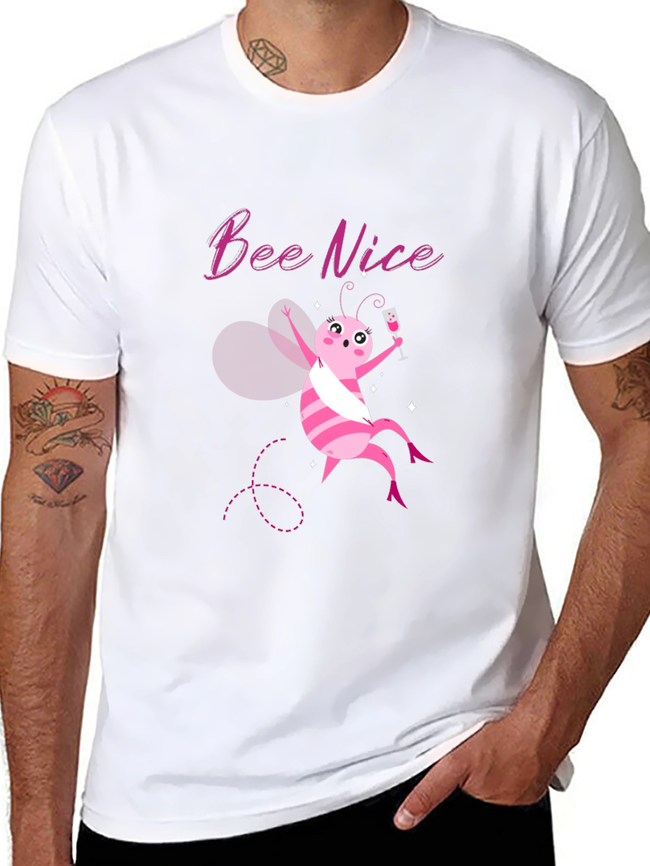 Bee Nice Graphic T-Shirt - Funny Cute Tee