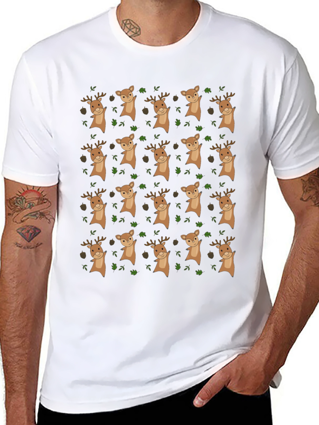 Novelty Deer Pattern T-Shirt