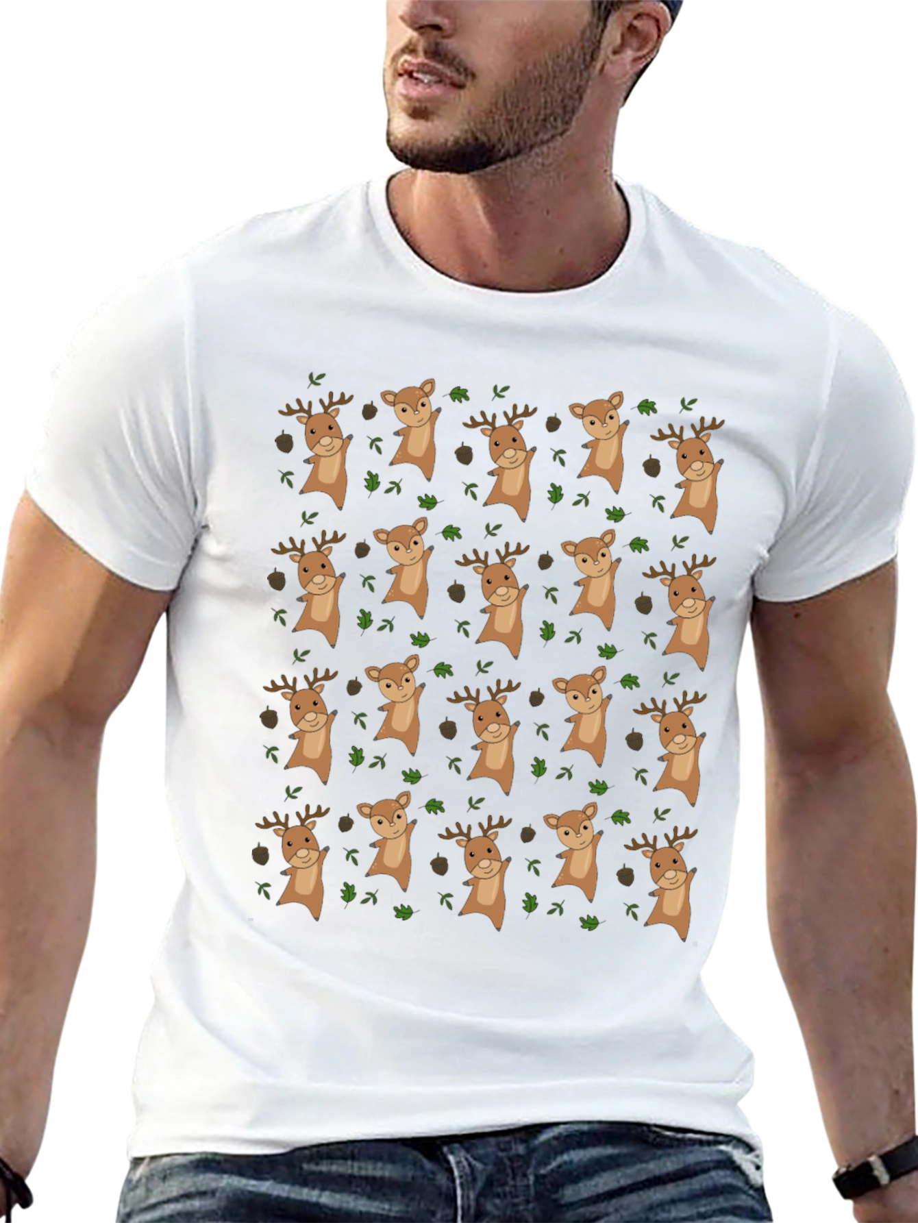 Novelty Deer Pattern T-Shirt