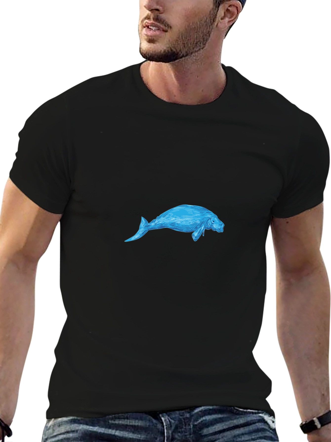 Manatee Graphic Black T-Shirt