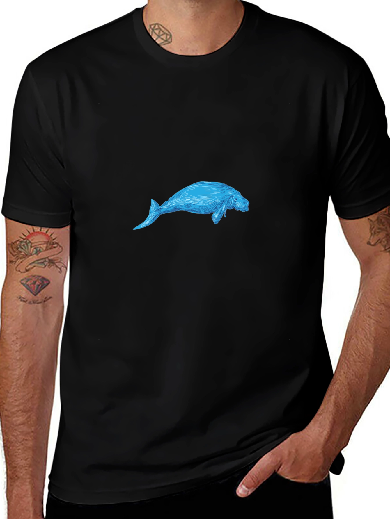 Manatee Graphic Black T-Shirt