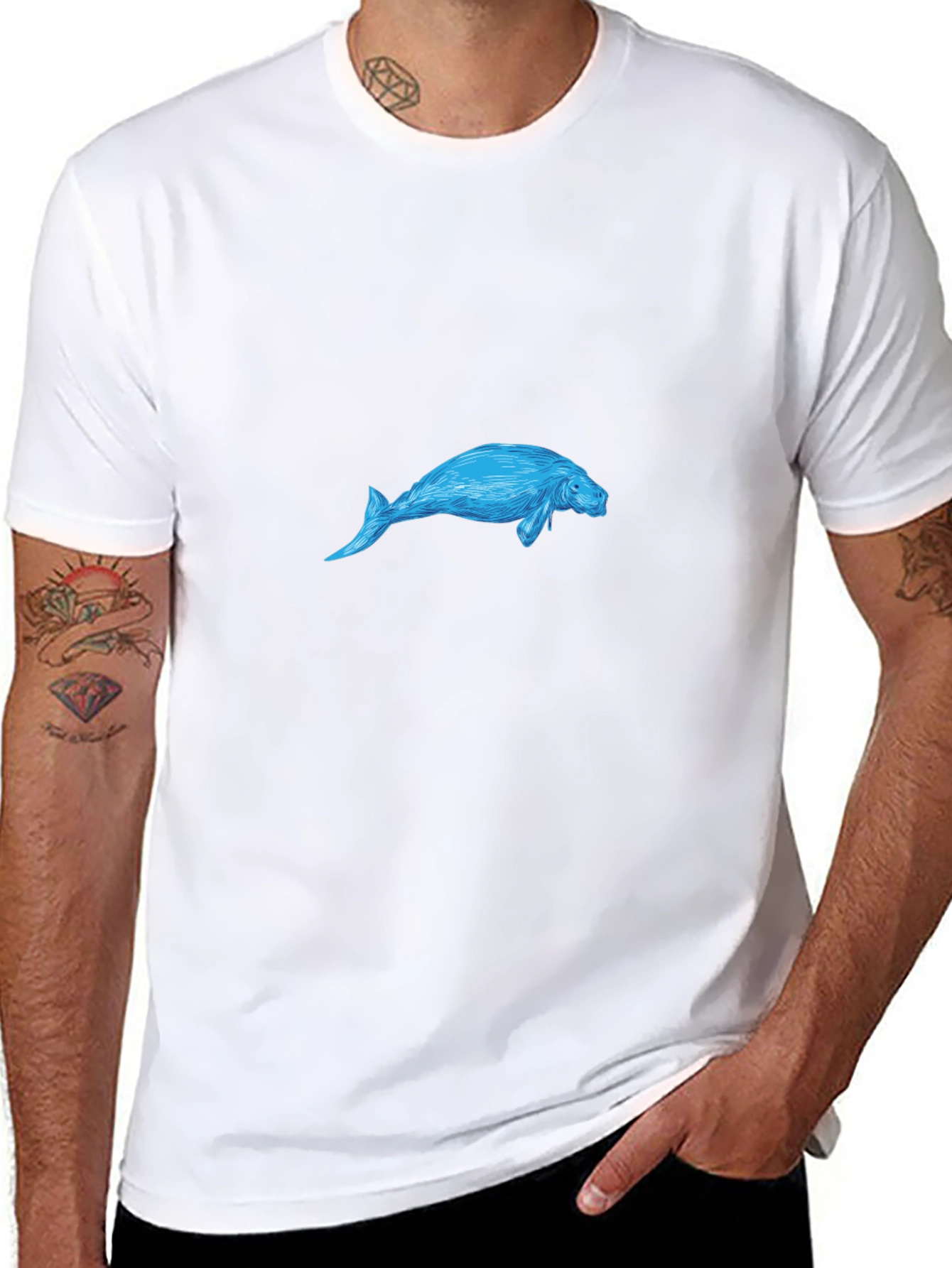 Manatee Graphic Black T-Shirt