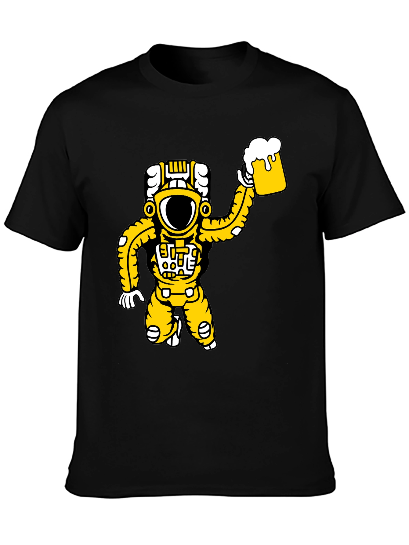 Astronaut Beer Graphic T-Shirt - Black