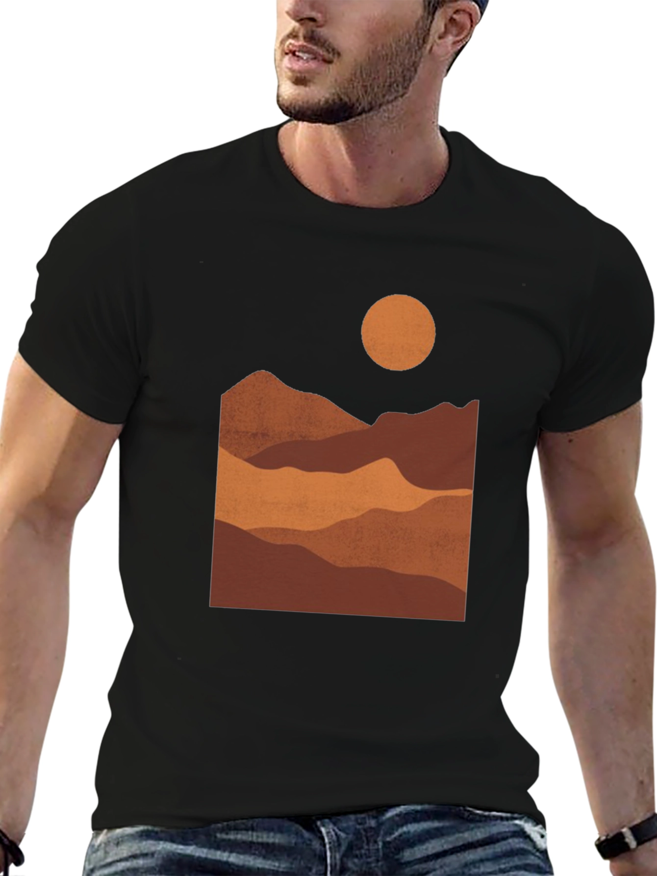 Mountains Graphic Print Tee - Earth Tones