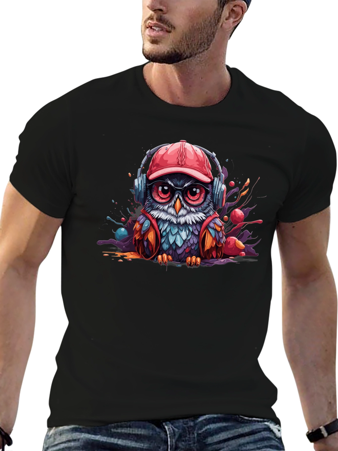 Cool Owl T-Shirt: Graphic Print Tee