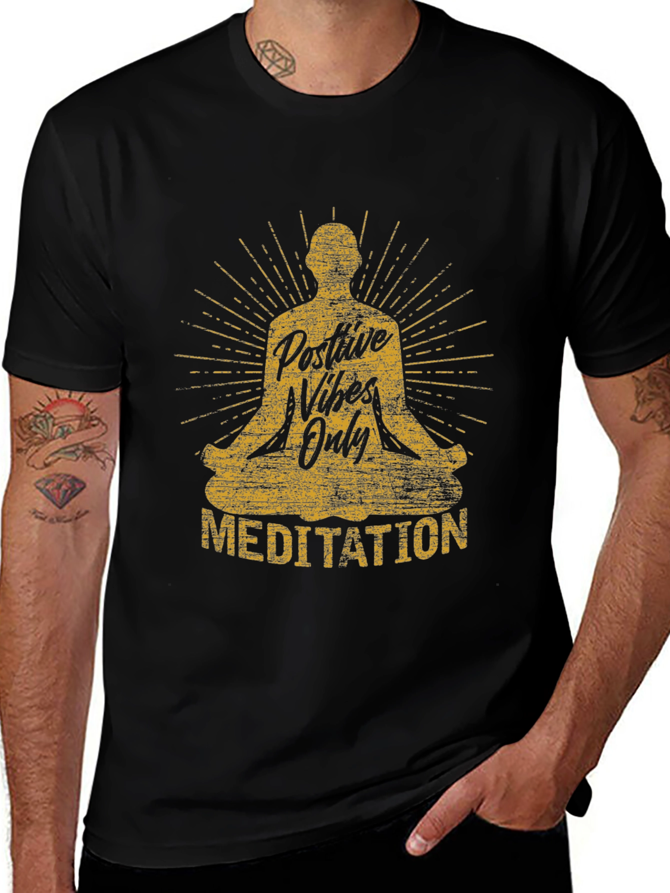 Positive Vibes Only Meditation Graphic T-Shirt