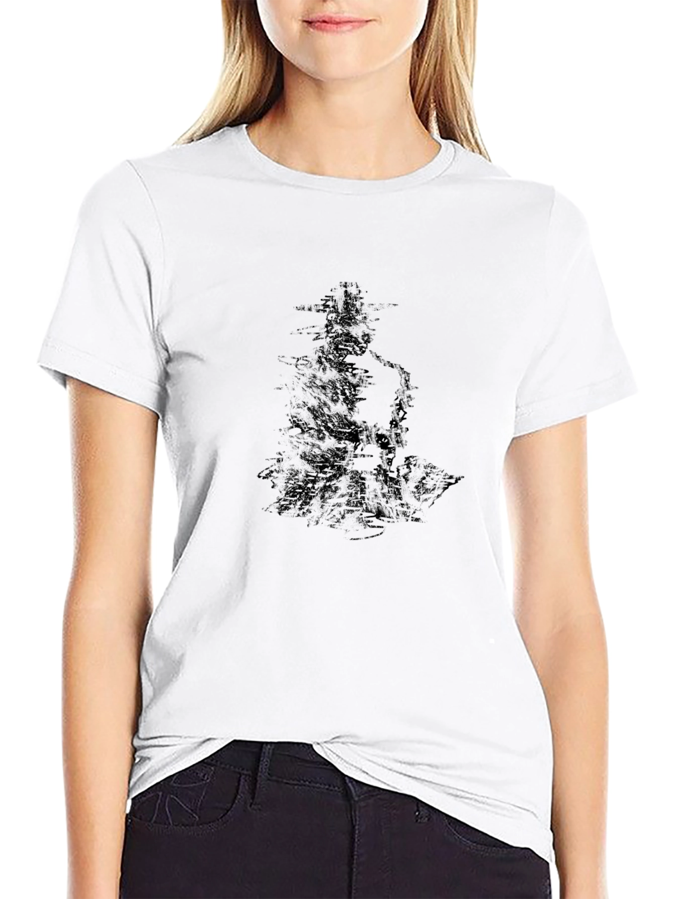 Mens Black Graphic Tee - Abstract Saxophone Design