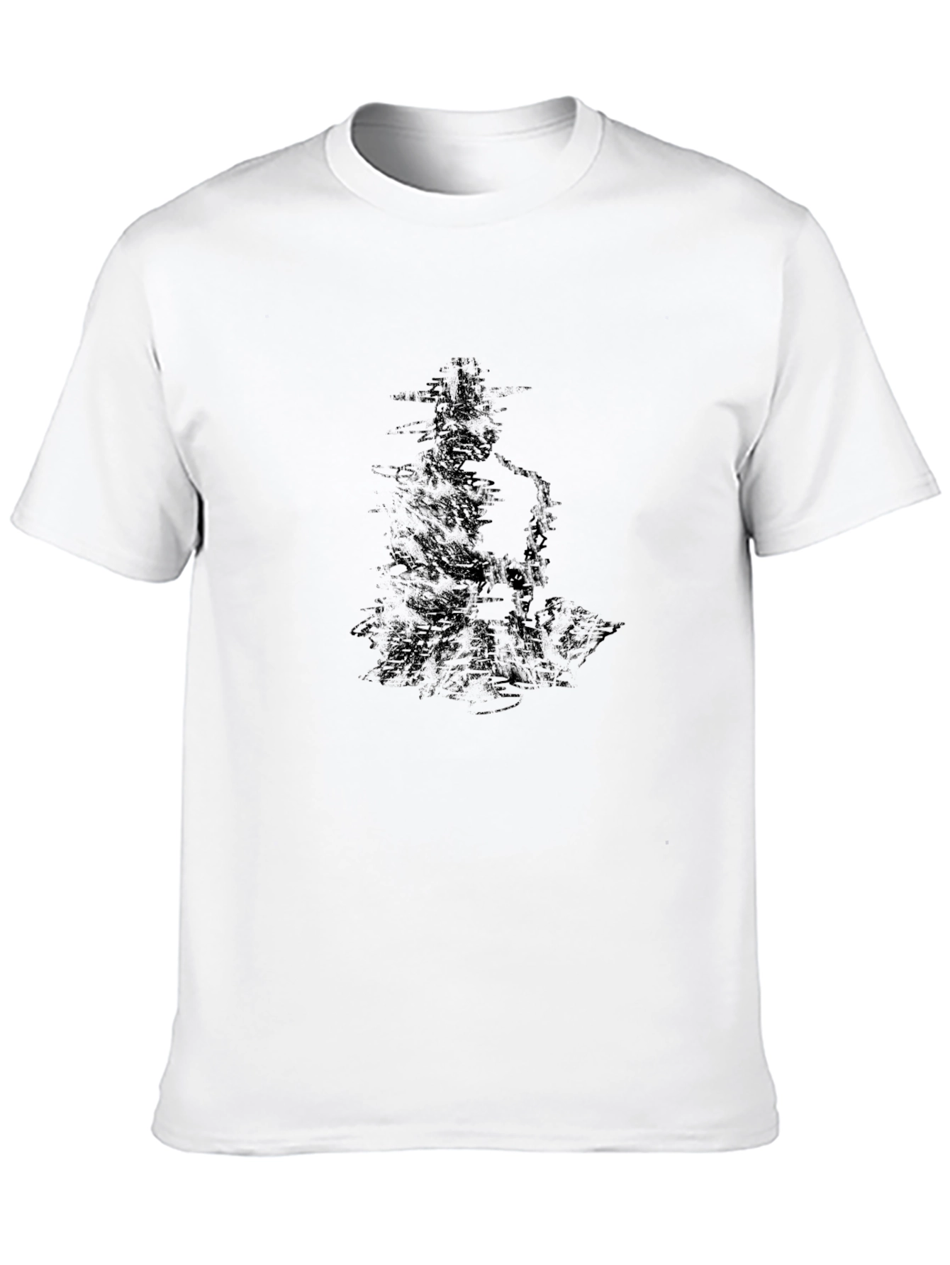 Mens Black Graphic Tee - Abstract Saxophone Design